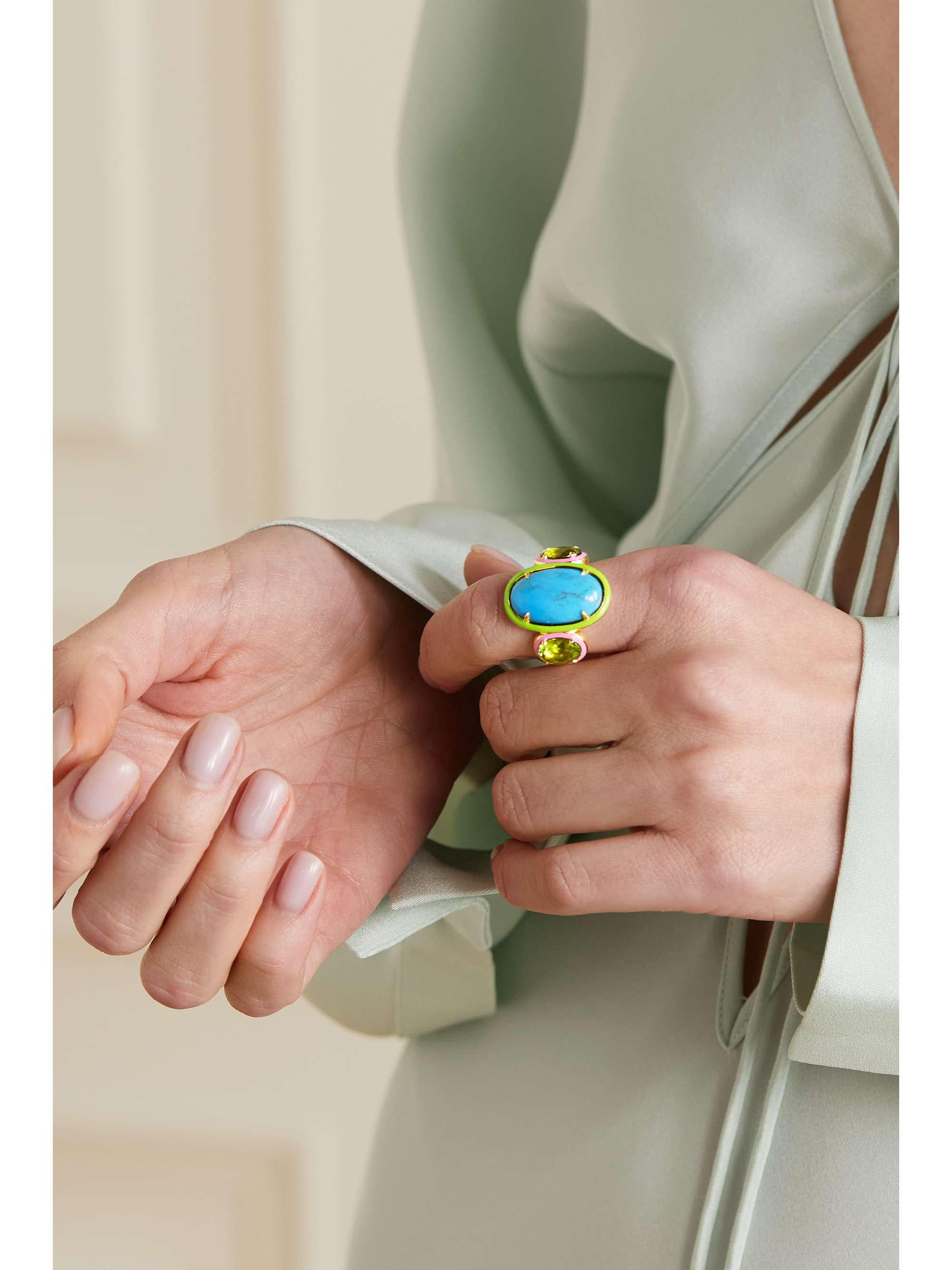 EMILY P. WHEELER + NET SUSTAIN Farrah 18-karat recycled gold, turquoise, peridot and enamel ring
