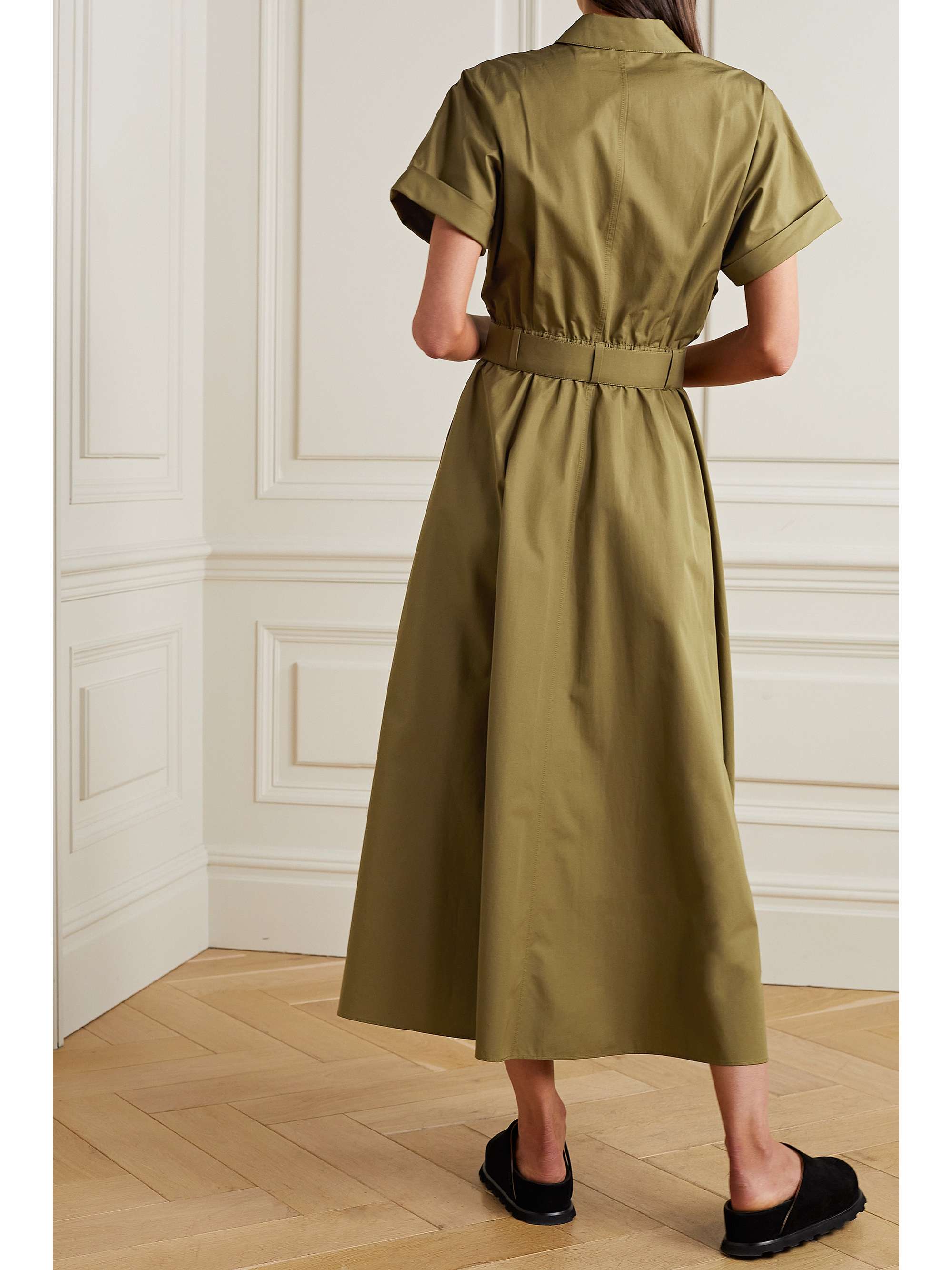 LAFAYETTE 148 Upland belted pleated cotton-poplin midi shirt dress