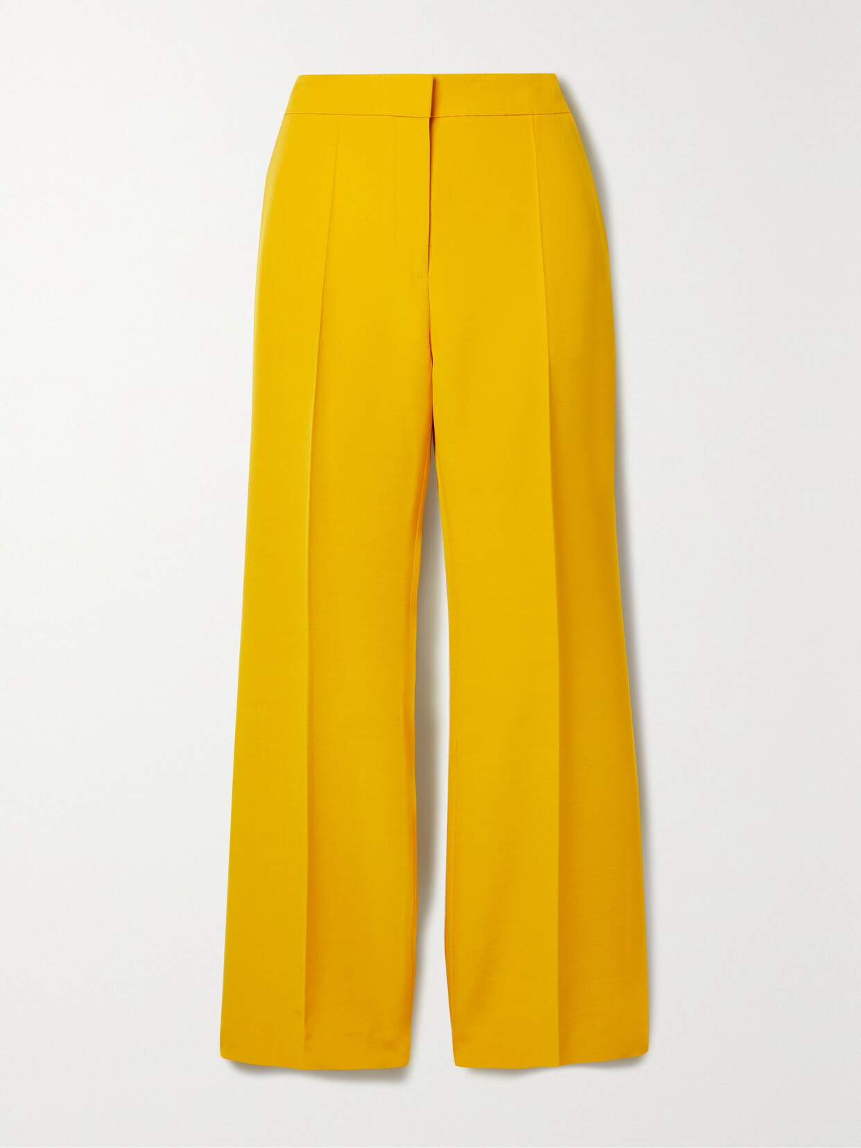 Lafayette148 Gates Wool And Silk-blend Straight-leg Pants - Yellow