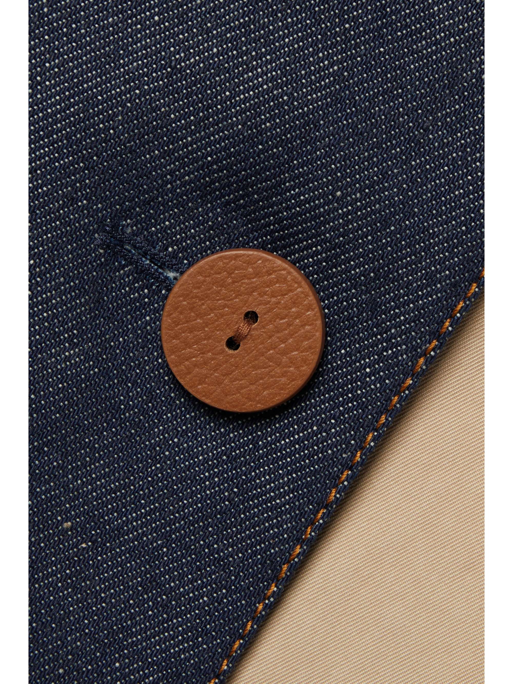 LAFAYETTE 148 Suede-trimmed paneled denim and cotton-blend twill jacket