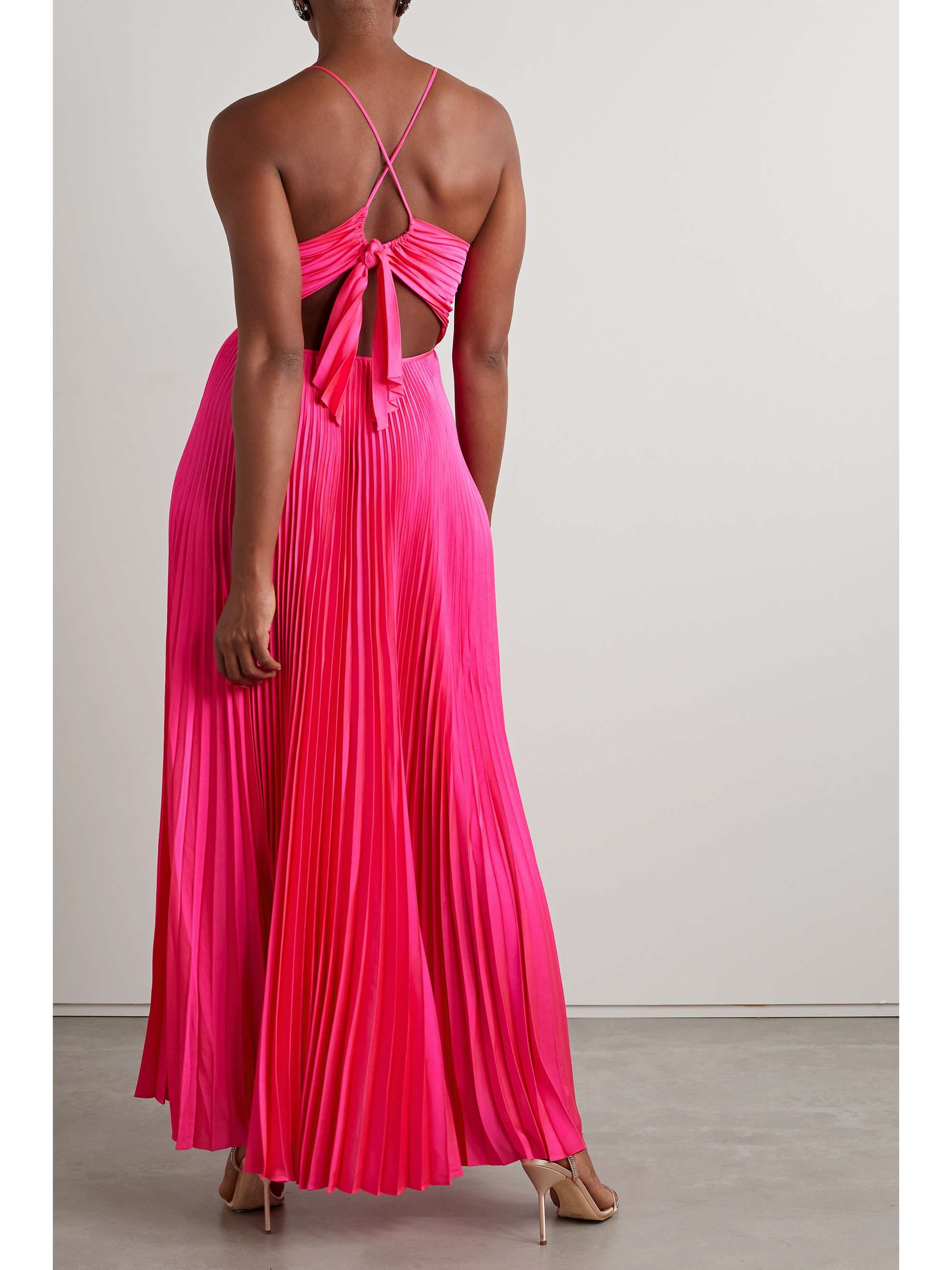 A.L.C. Aries cutout pleated satin maxi dress