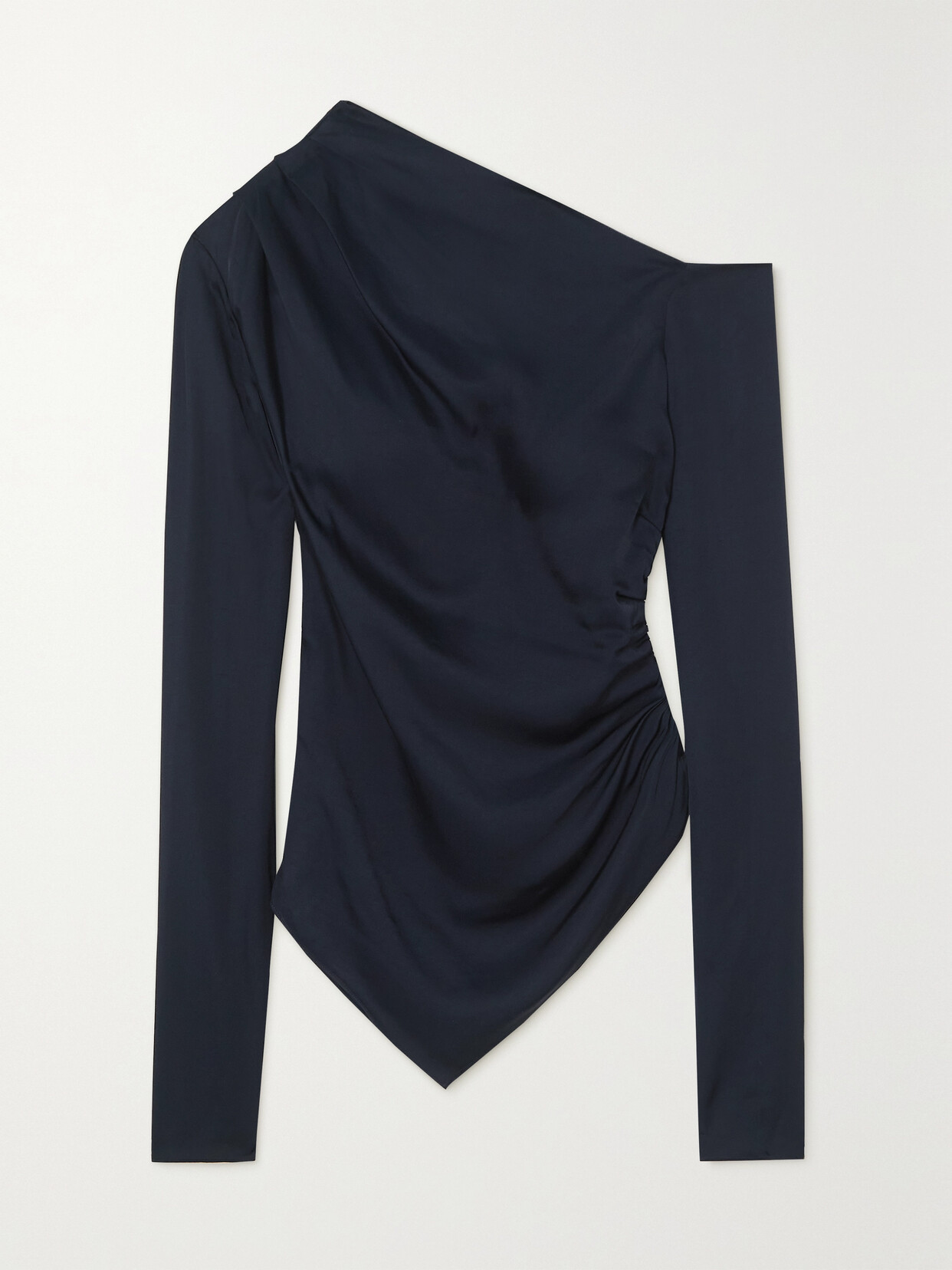 A.L.C. - Jamie Asymmetric Gathered Duchesse-satin Top - Blue