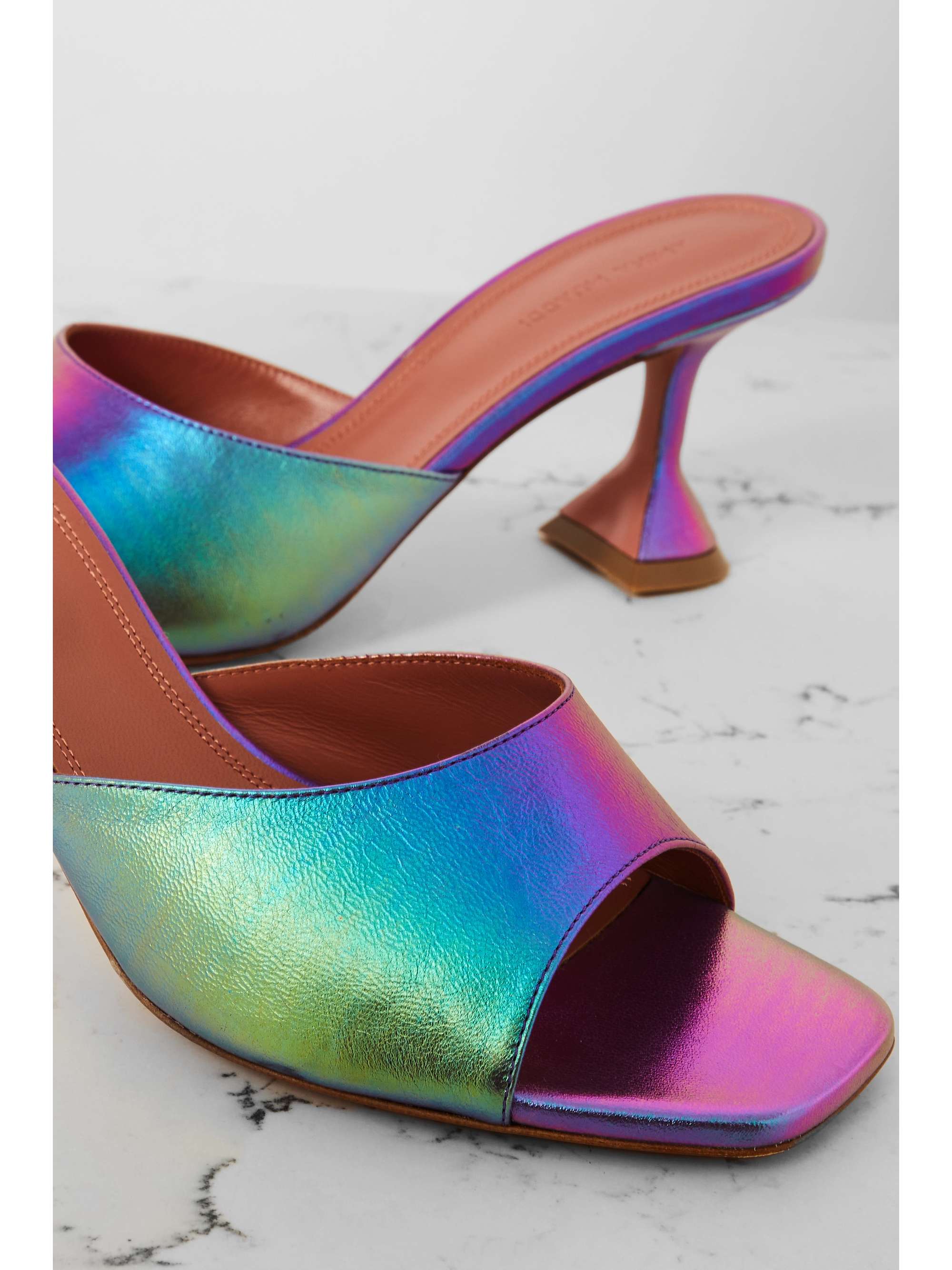 AMINA MUADDI Lupita iridescent leather mules