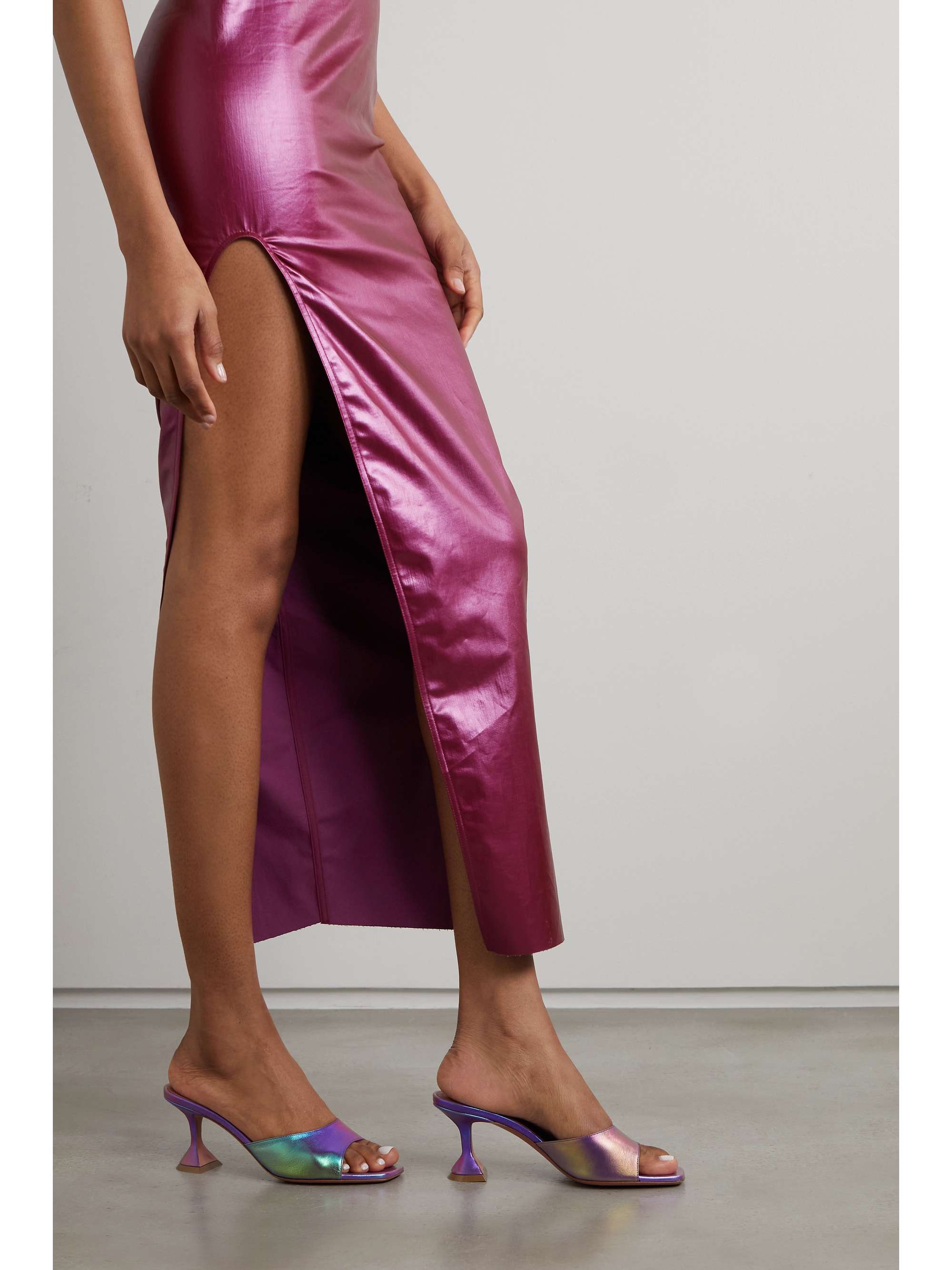 AMINA MUADDI Lupita iridescent leather mules