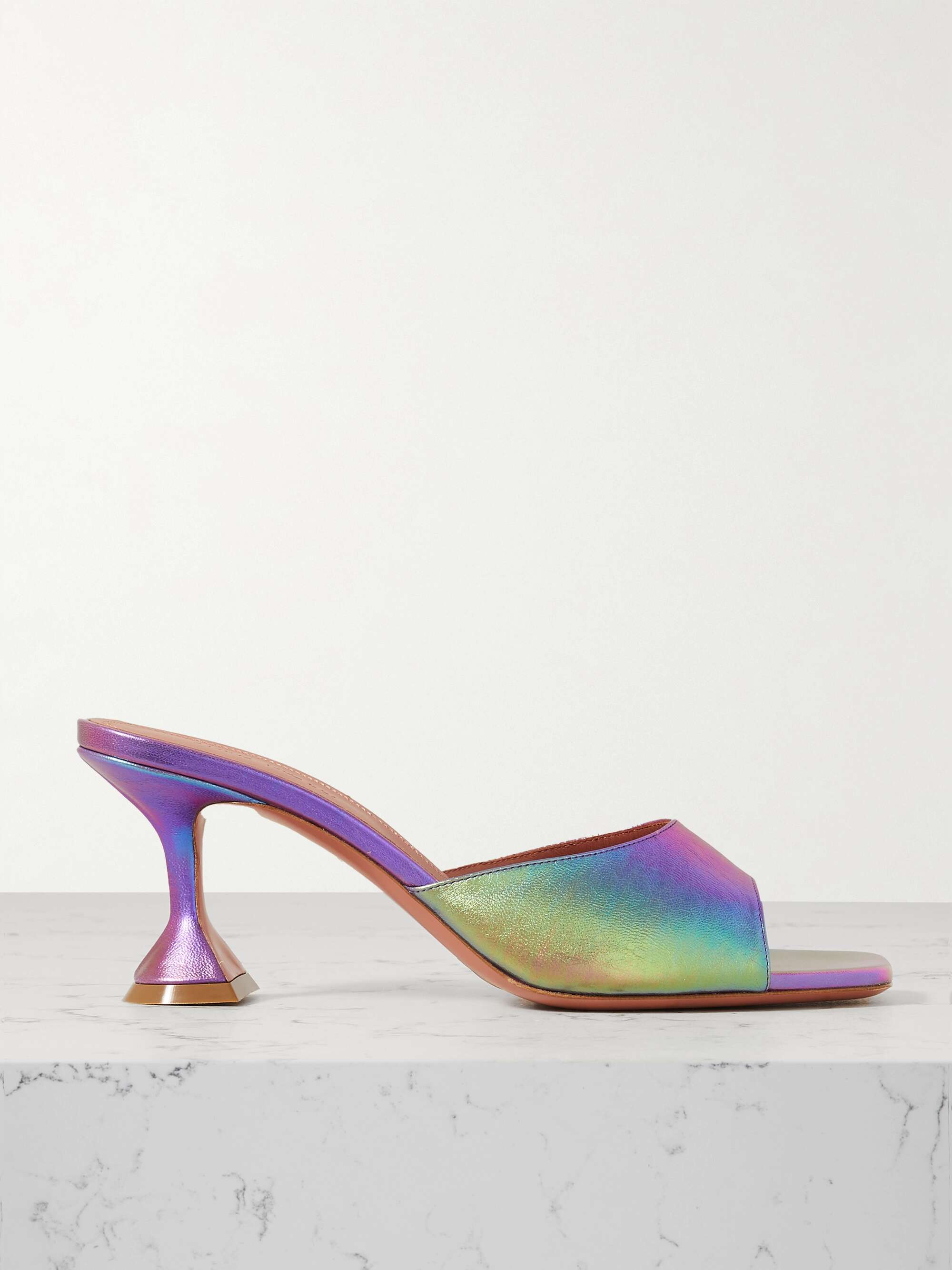 AMINA MUADDI Lupita iridescent leather mules | NET-A-PORTER