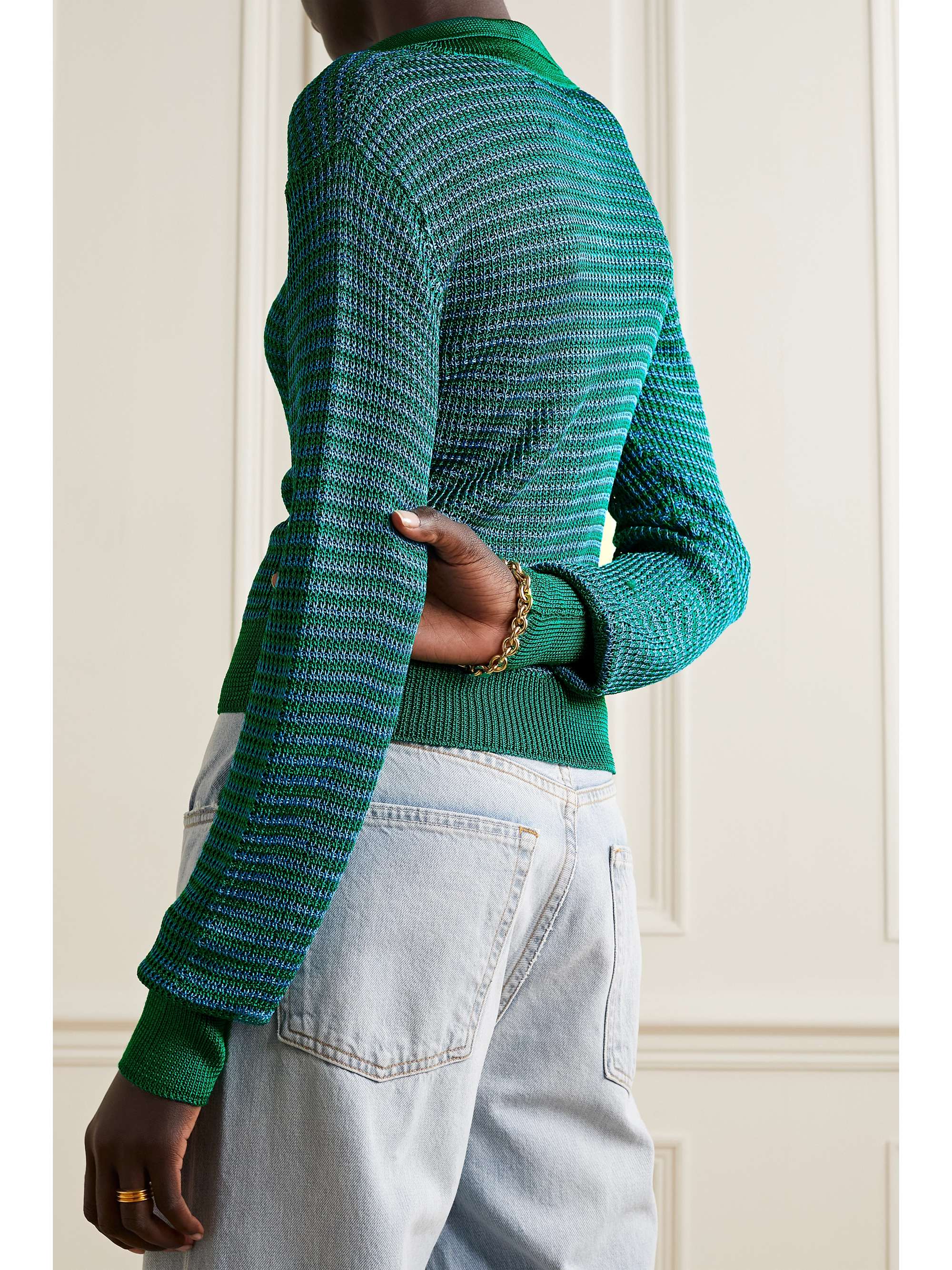 CALLE DEL MAR Crochet-knit polo sweater