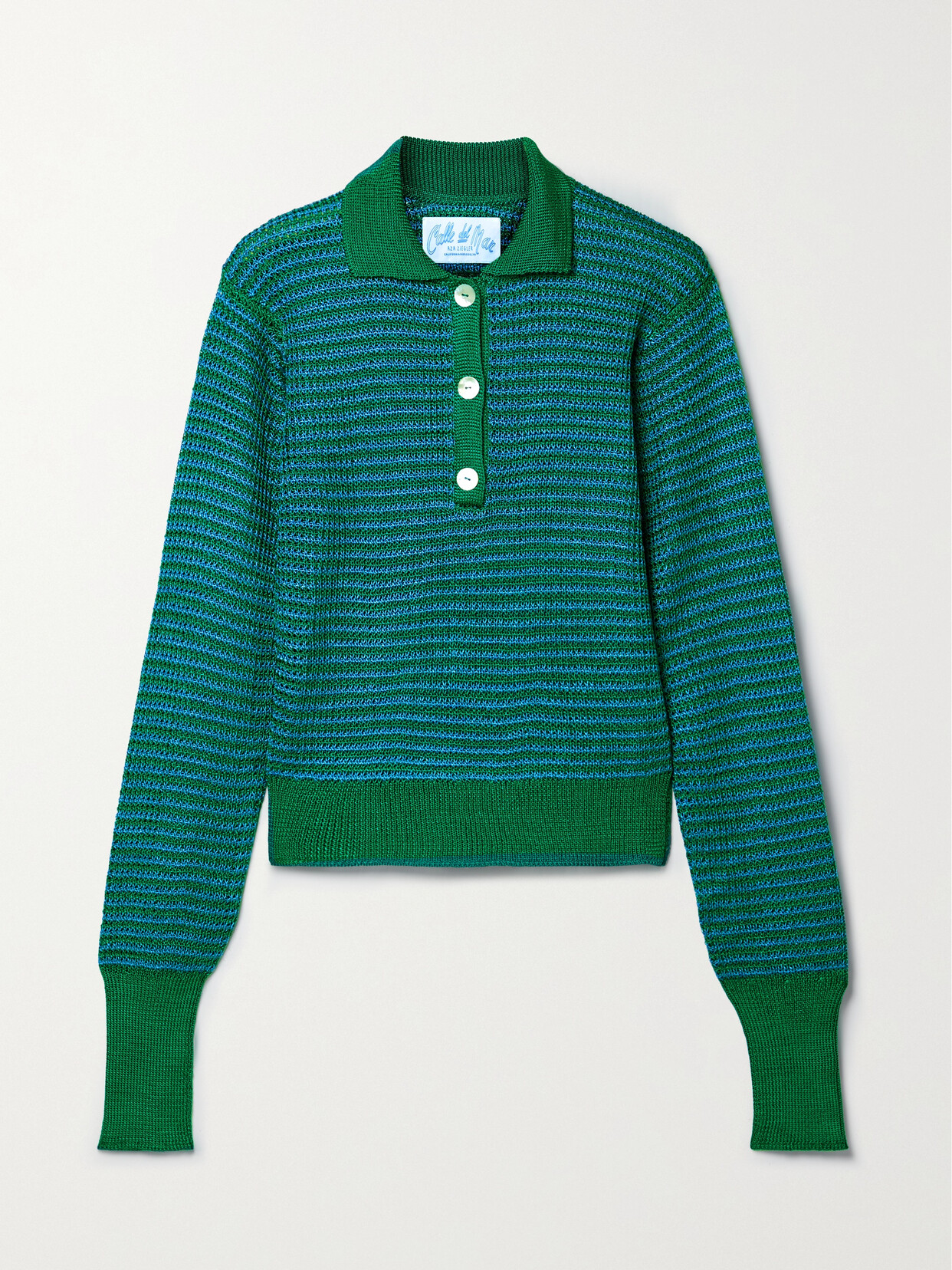 Calle Del Mar - Crochet-knit Polo Sweater - Green