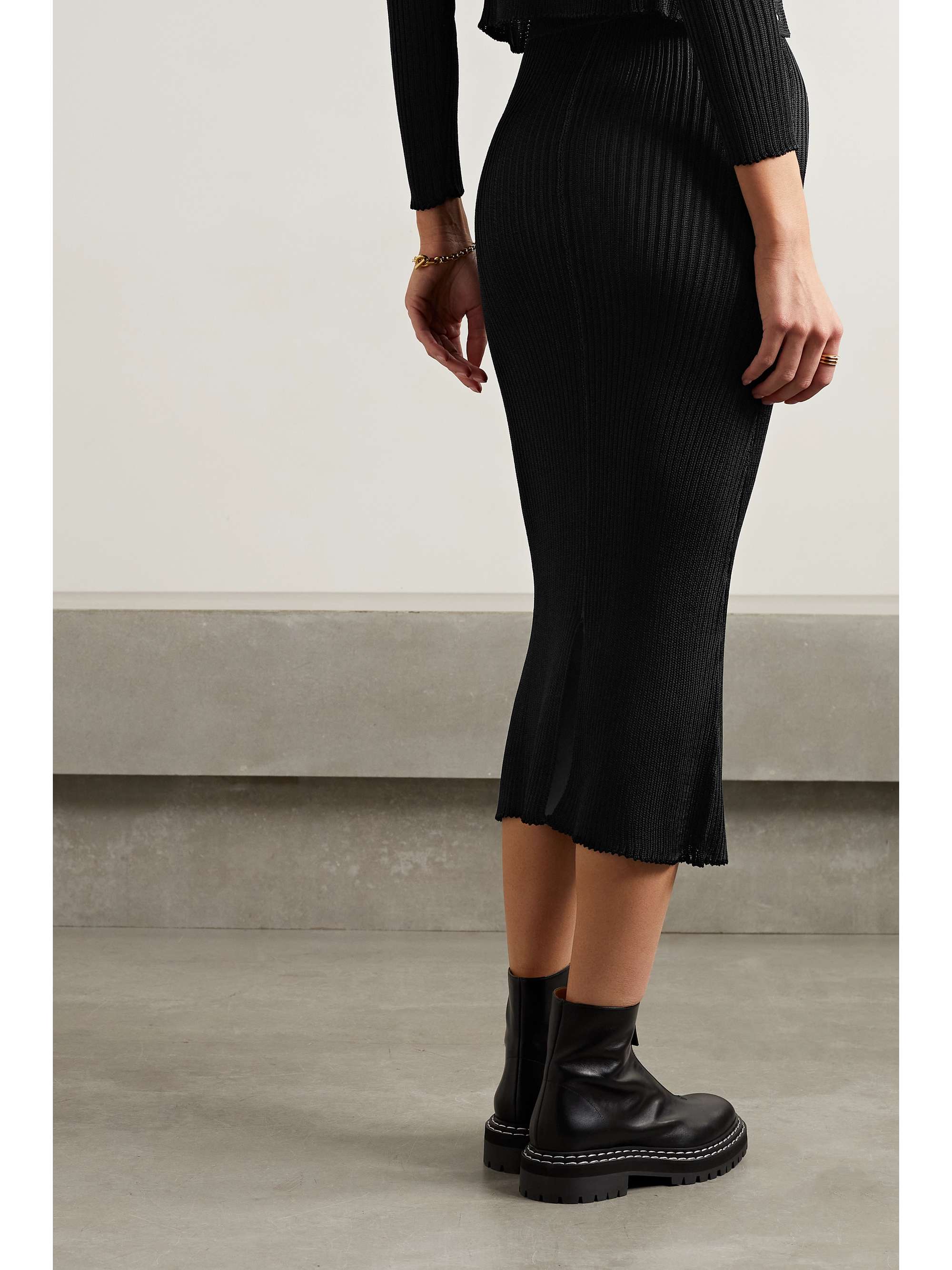 CALLE DEL MAR Ribbed-knit midi skirt