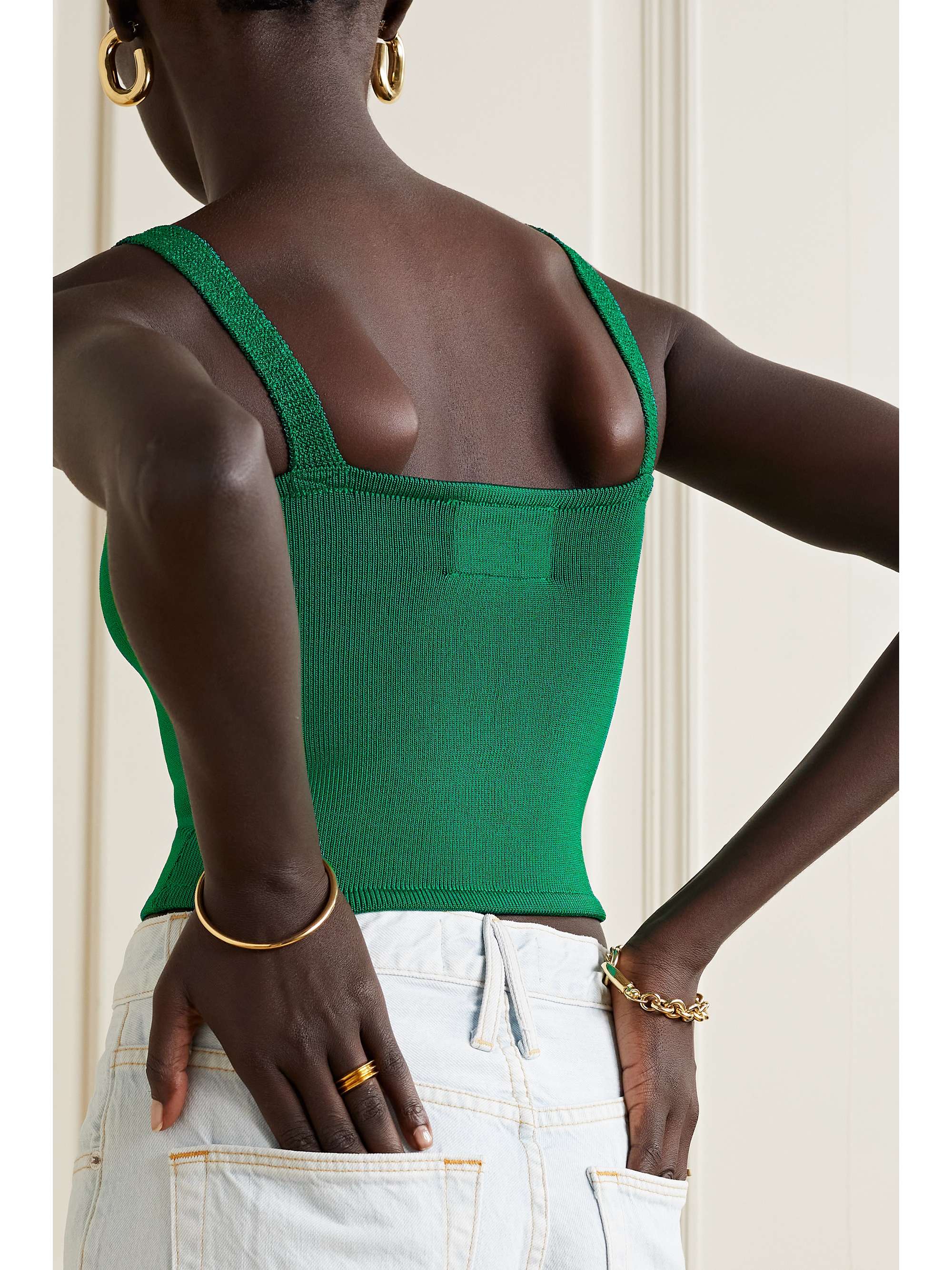 CALLE DEL MAR Cropped stretch-knit tank