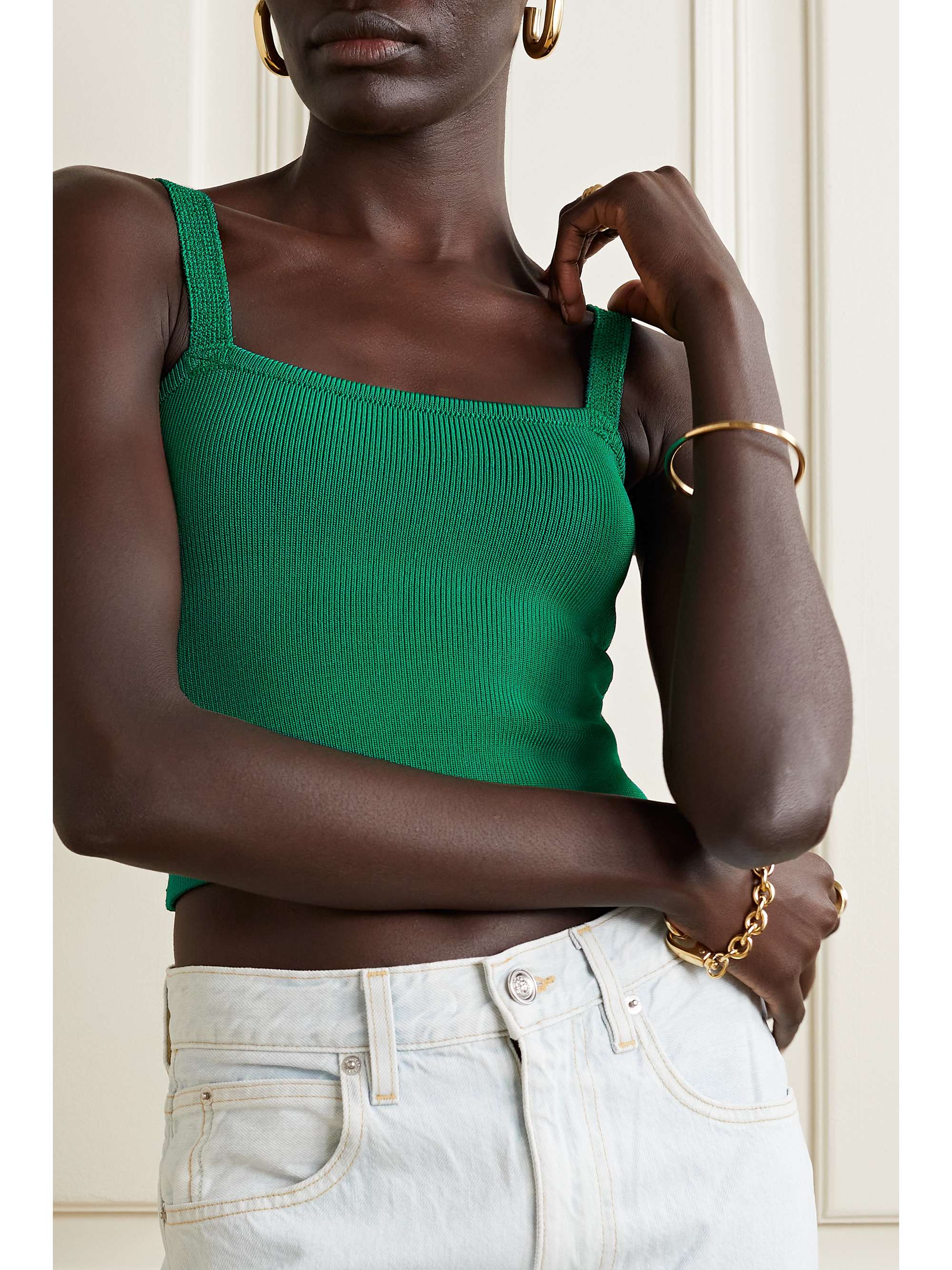 CALLE DEL MAR Cropped stretch-knit tank