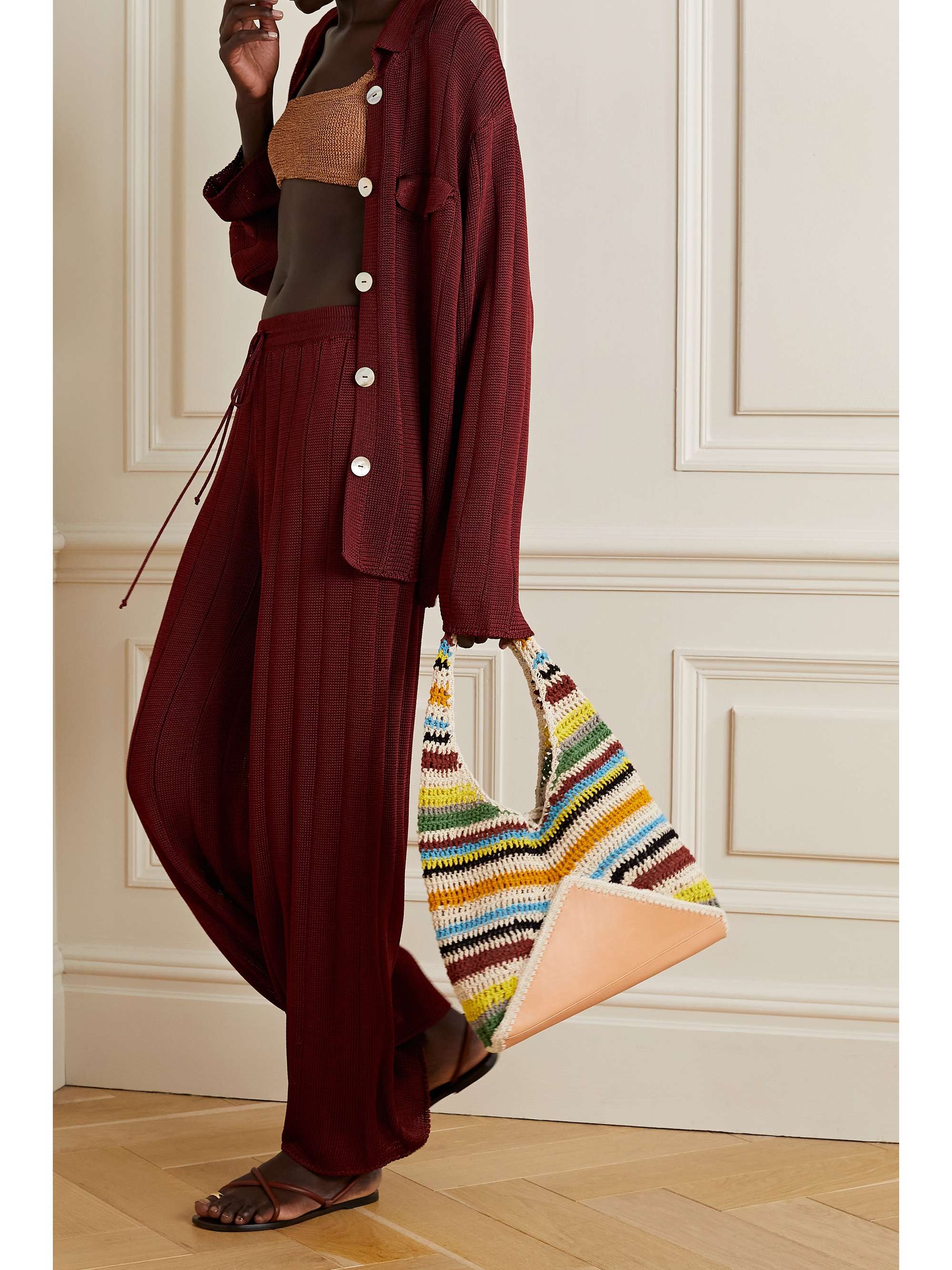 CALLE DEL MAR Crochet-knit wide-leg pants