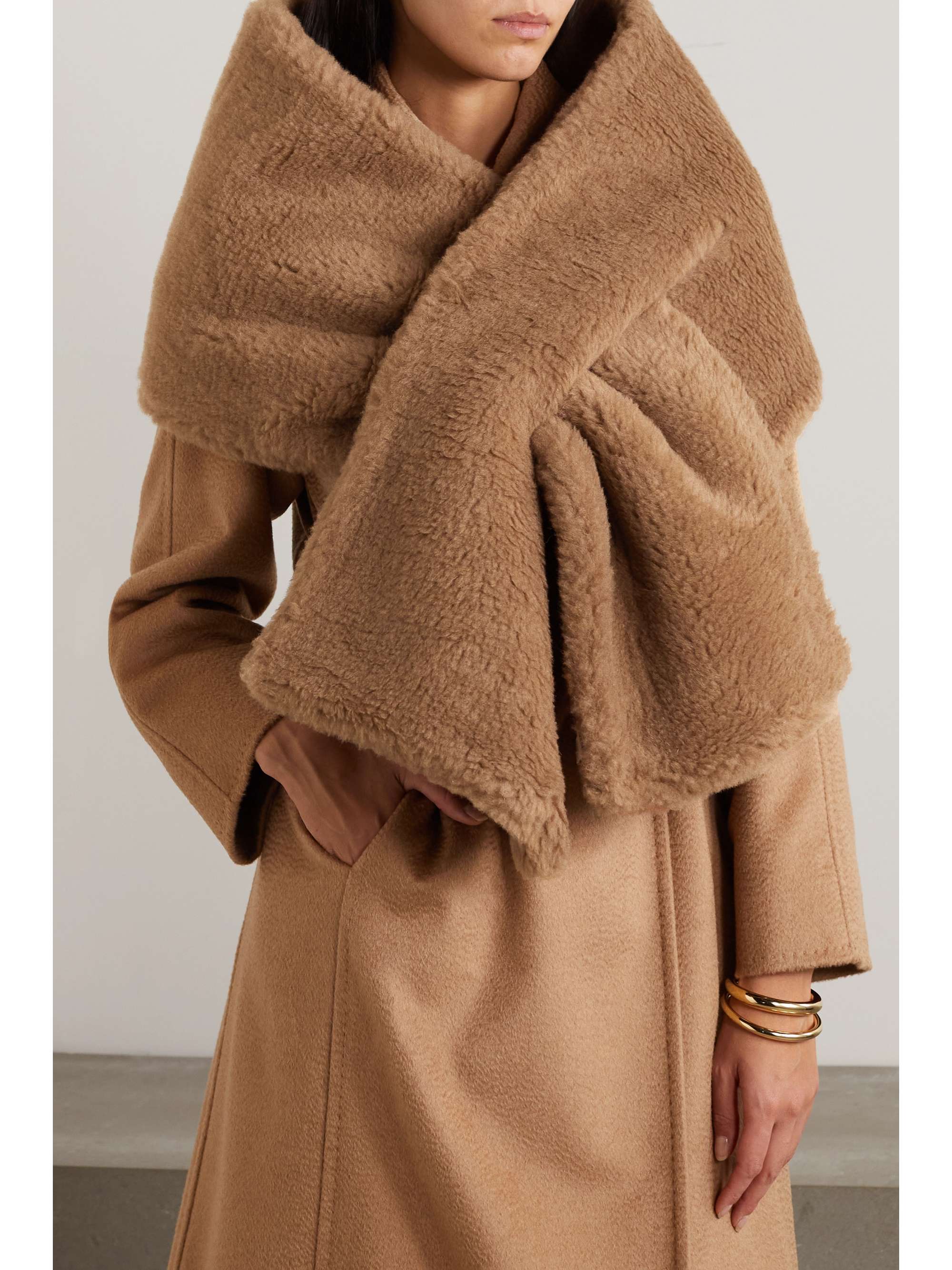 MAX MARA Camel hair and silk-blend scarf