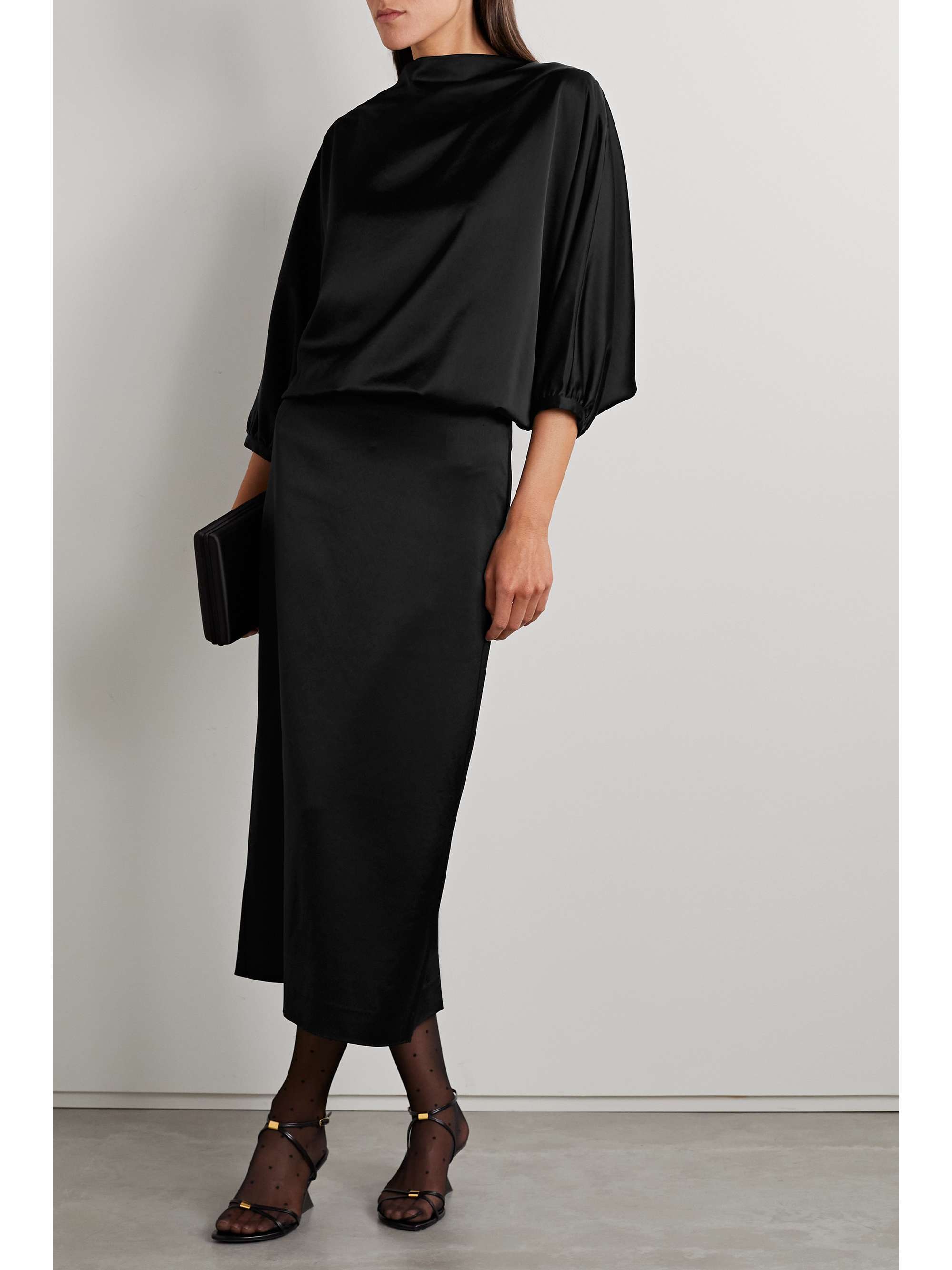 TOTEME Draped satin midi dress