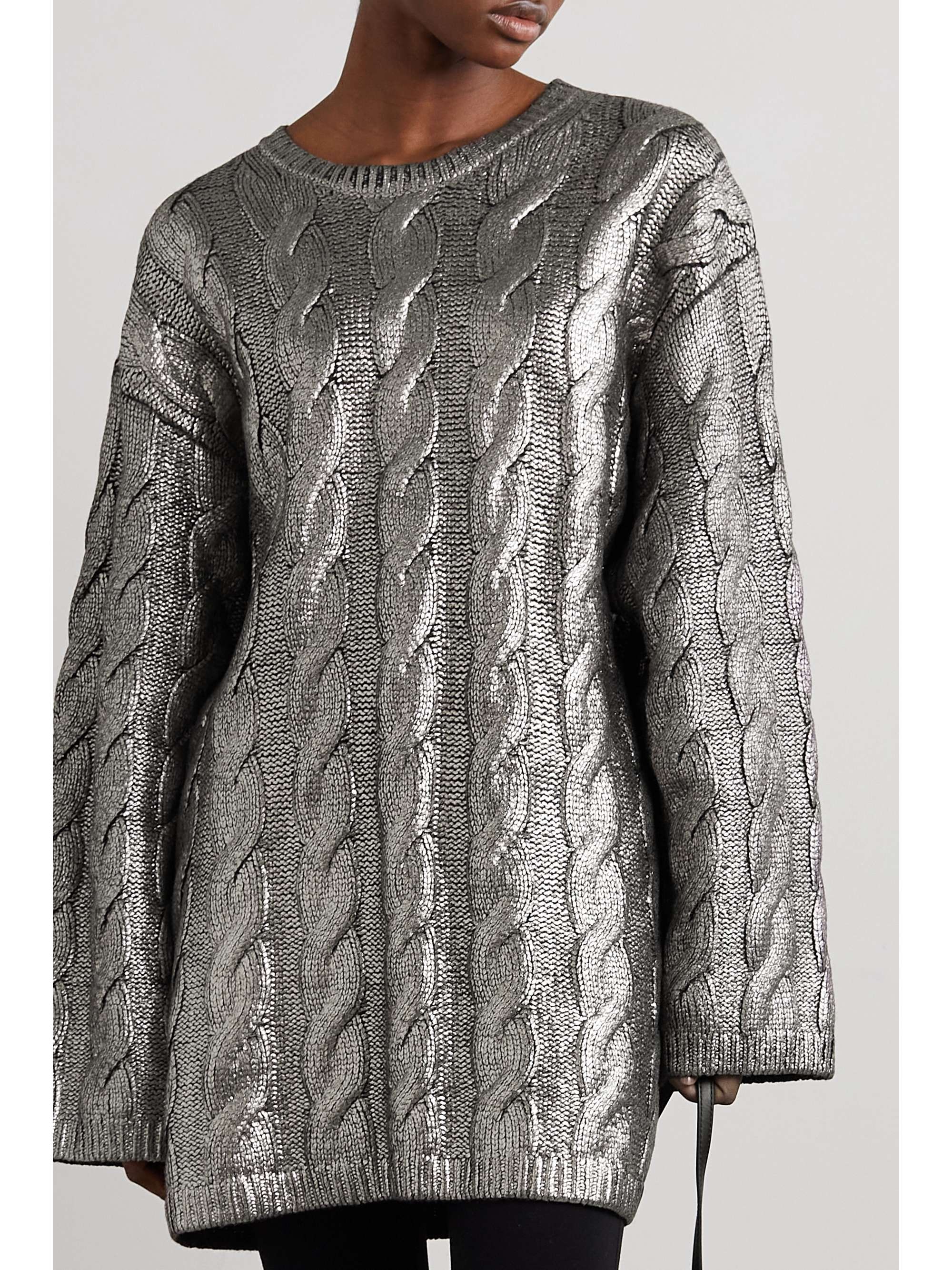 TOTEME Metallic cableknit wool sweater NETAPORTER