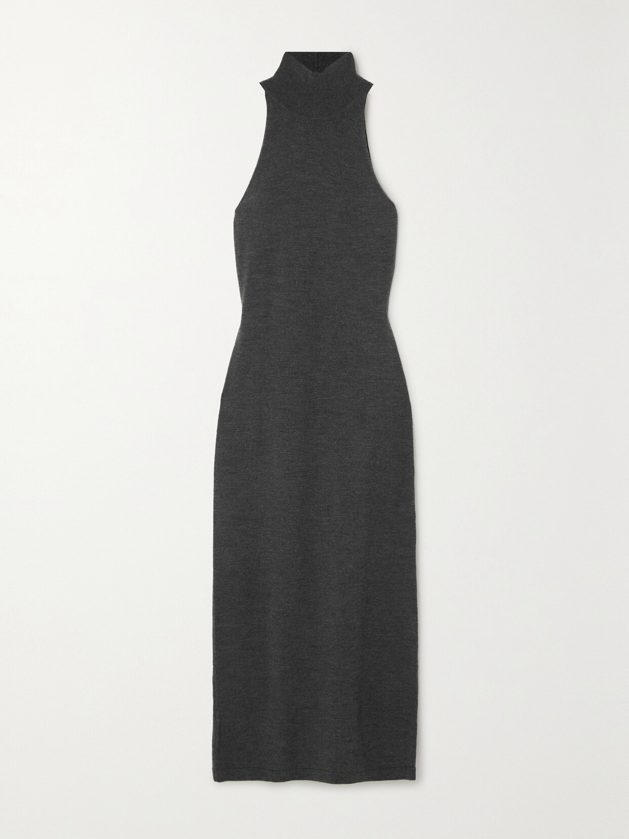 Totême Mock-neck Sleeveless Wool Midi Sweater Dress In Gray