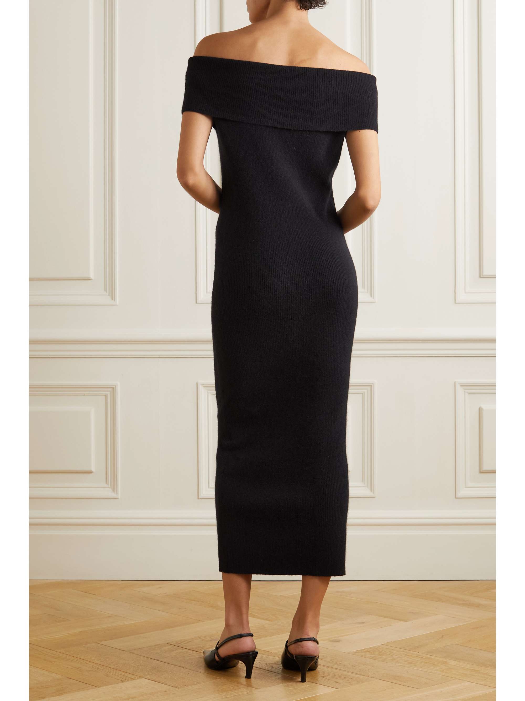 TOTEME Offtheshoulder ribbedknit midi dress NETAPORTER