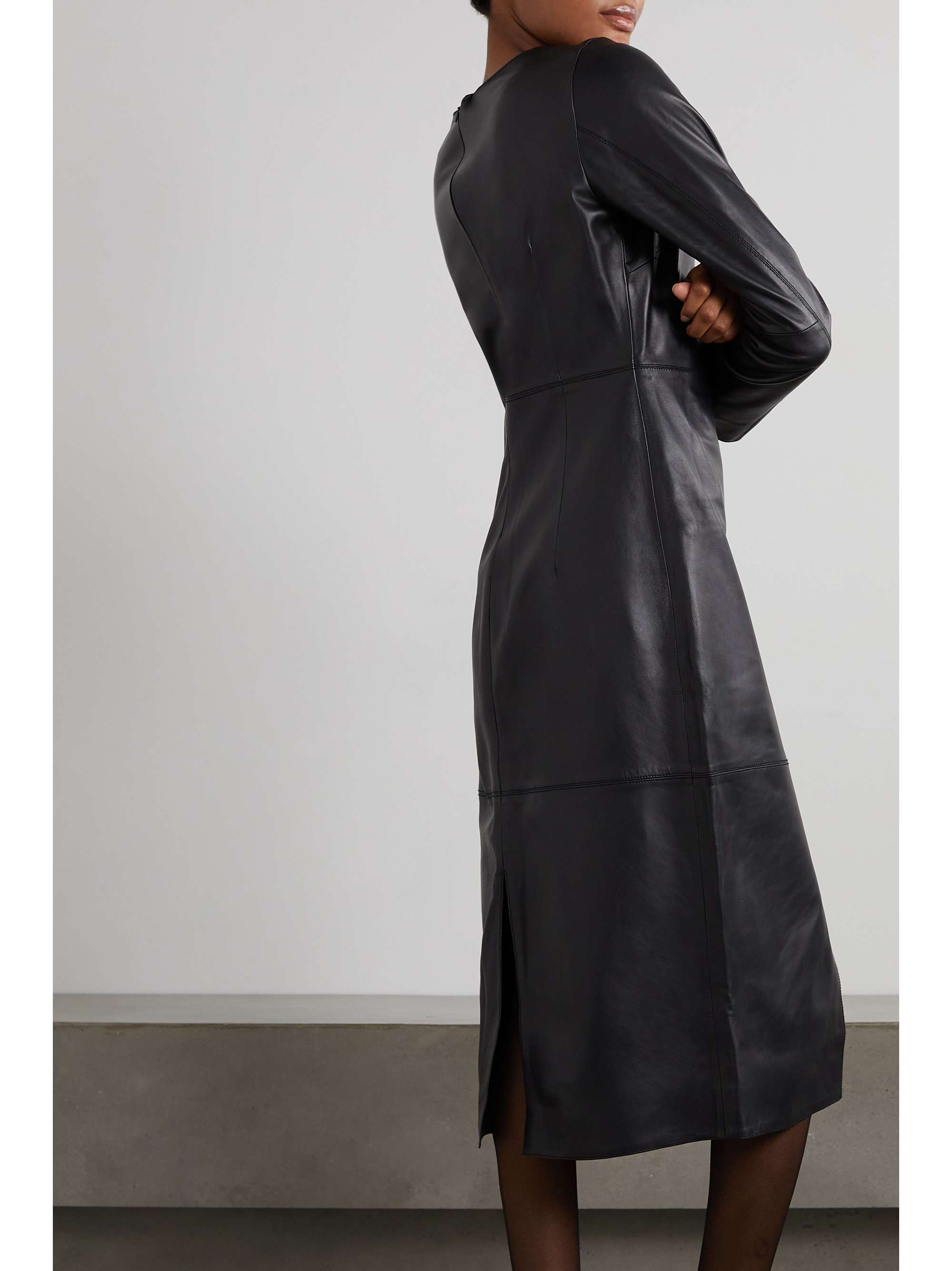 TOTEME Paneled leather midi dress