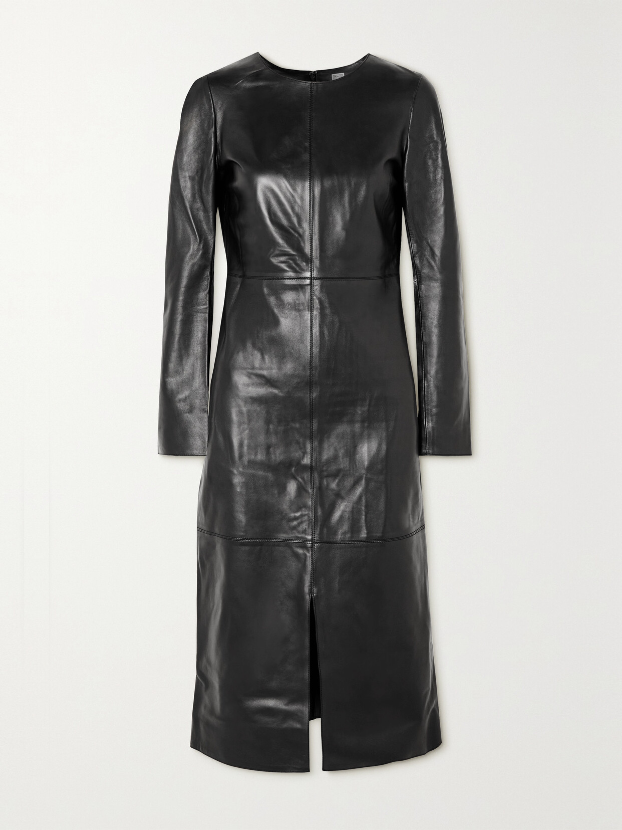 Totême Panelled Leather Dress Black In Black