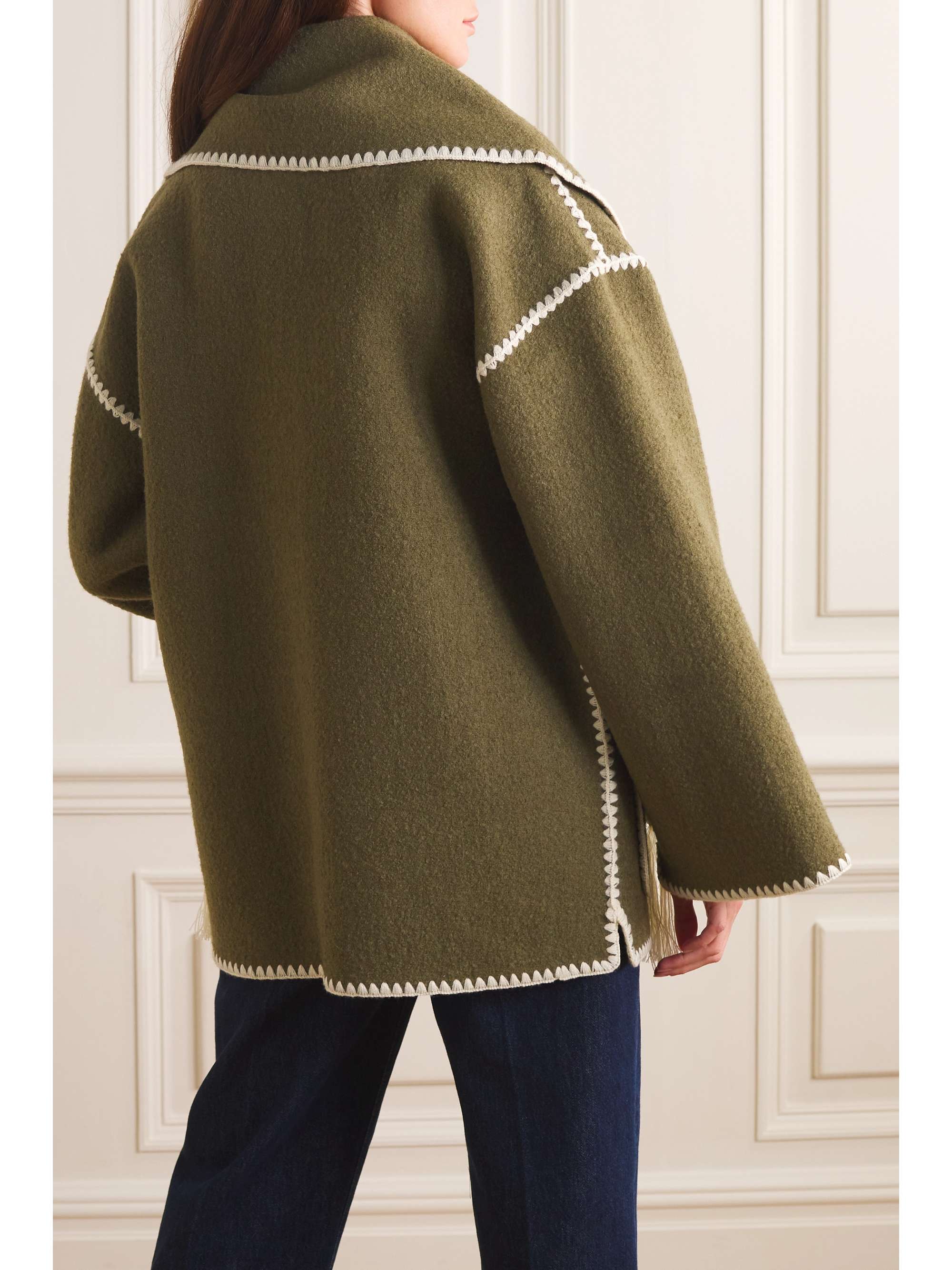 TOTEME Draped fringed wool-blend jacket