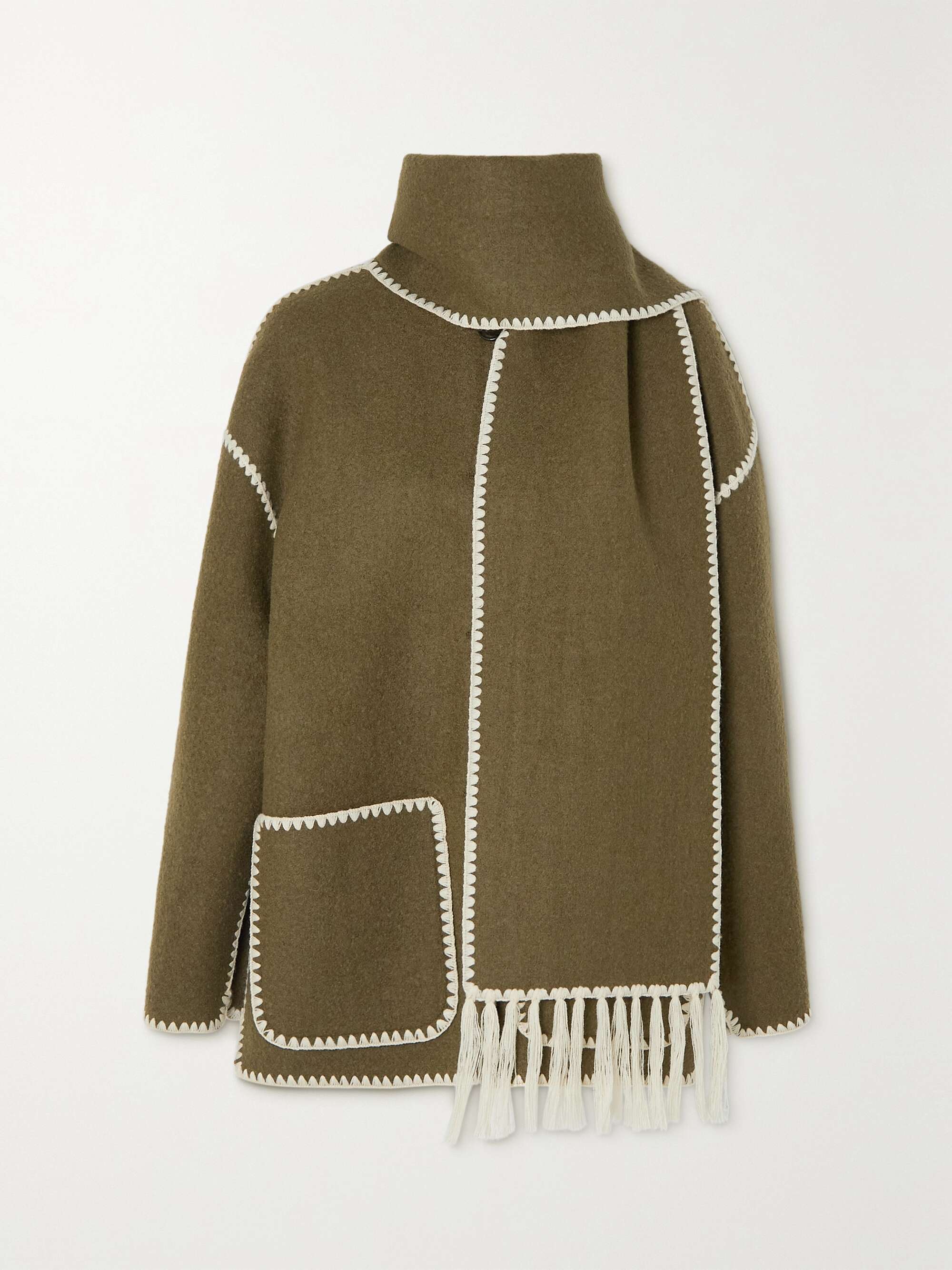 TOTEME Draped fringed wool-blend jacket