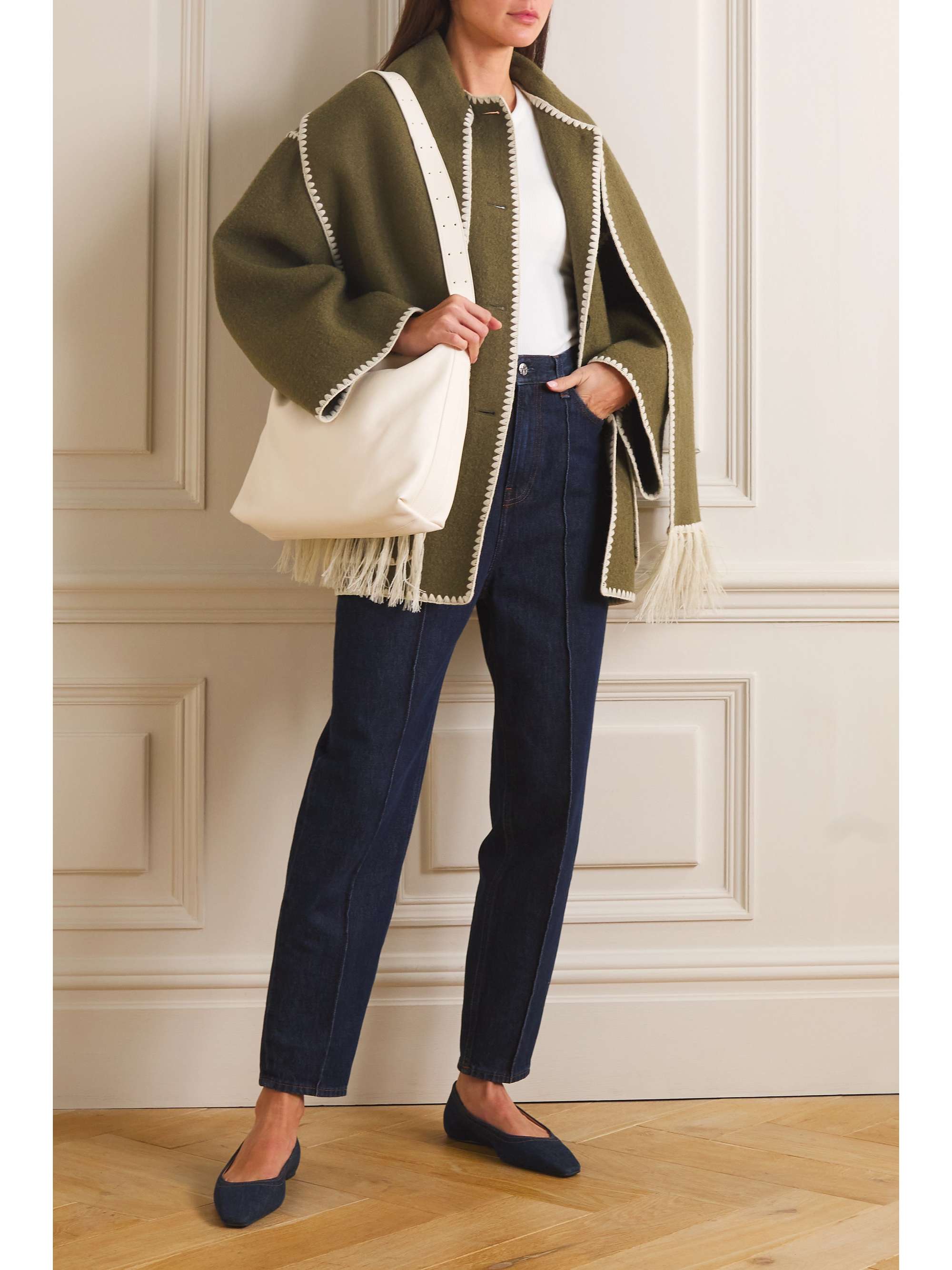 TOTEME Draped fringed wool-blend jacket | NET-A-PORTER