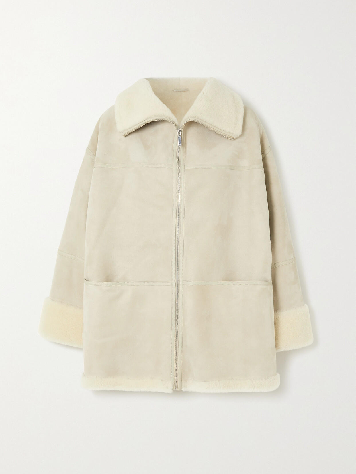 TOTEME - Paneled Shearling Jacket - Cream