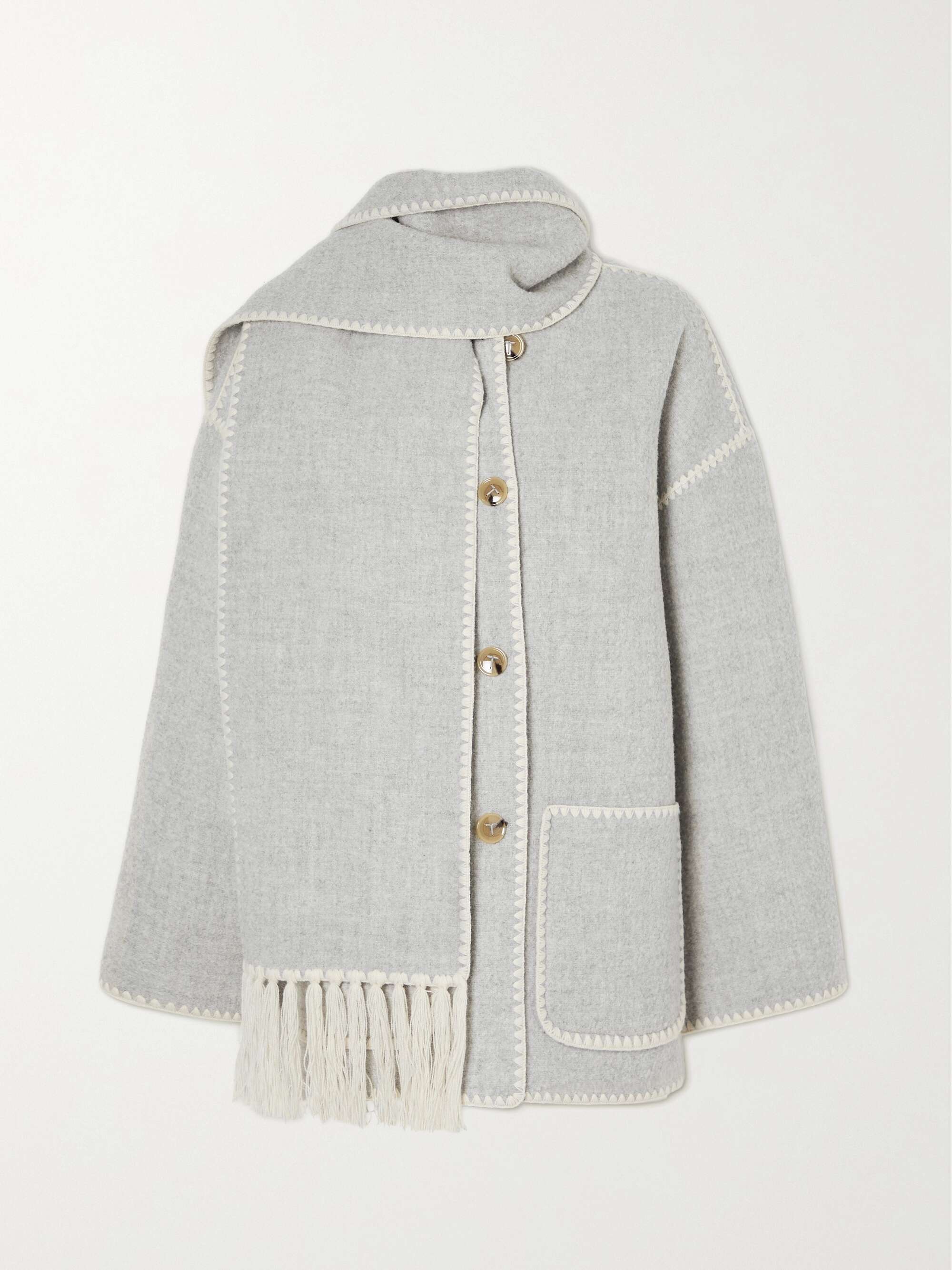 TOTEME Draped fringed wool-blend jacket | NET-A-PORTER