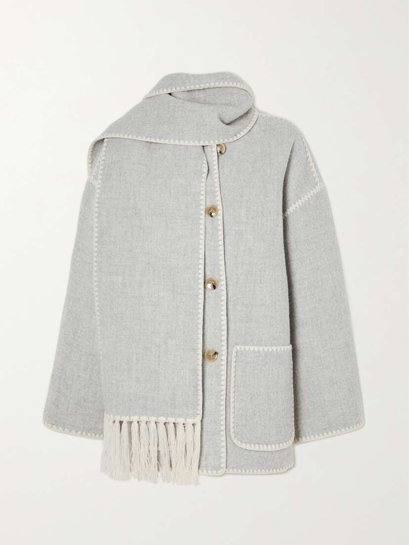 TOTEME Draped Fringed Wool-blend Jacket