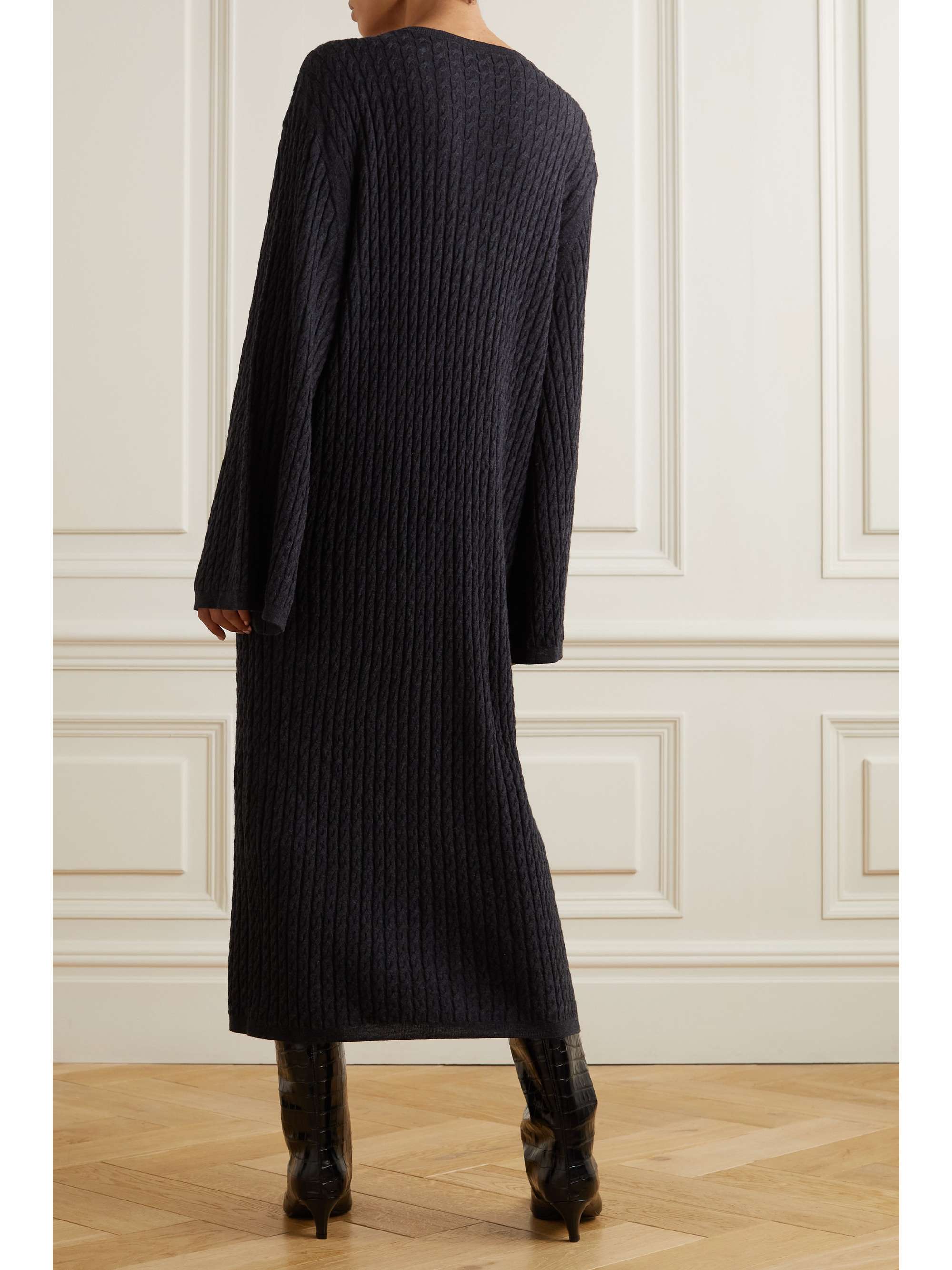 Gray Cableknit cashmere midi dress TOTEME NETAPORTER