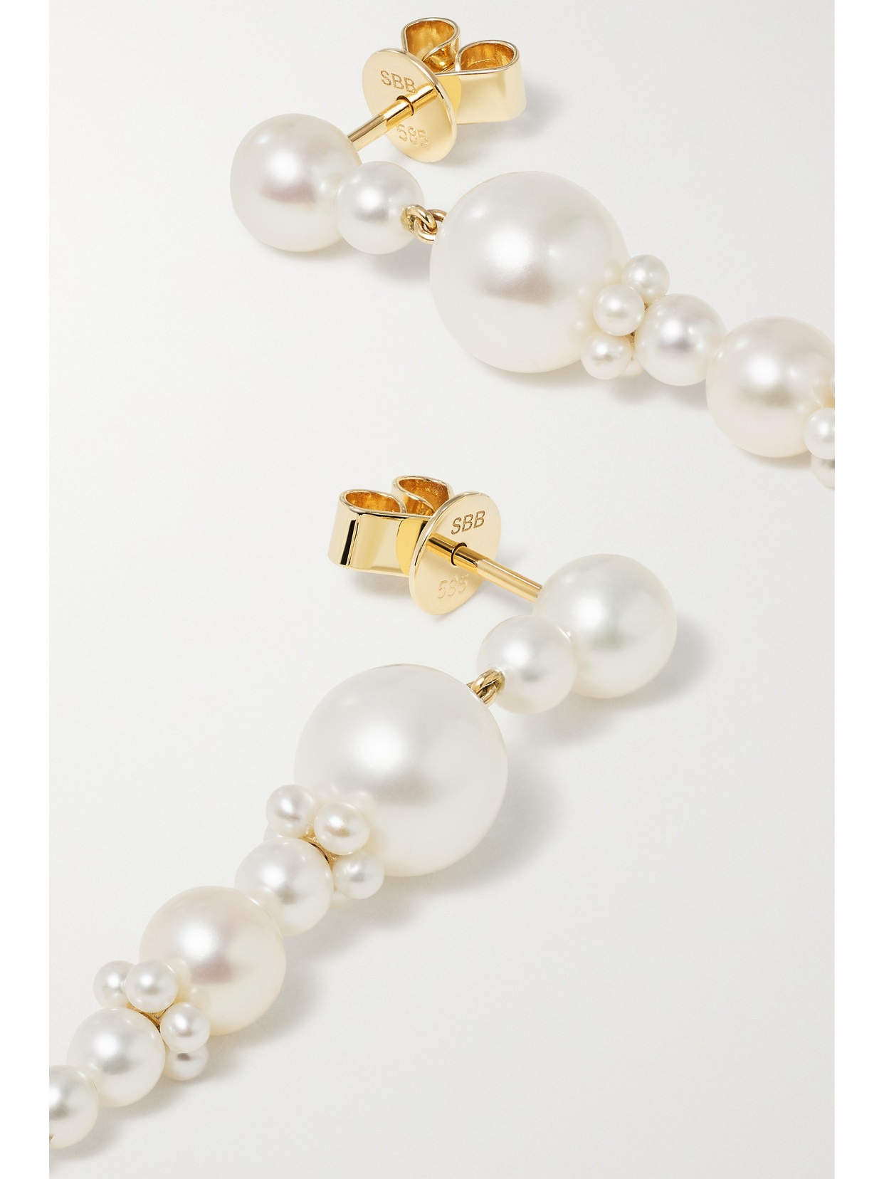 Shop Sophie Bille Brahe Escalier De Perle 14-karat Gold Pearl Earrings