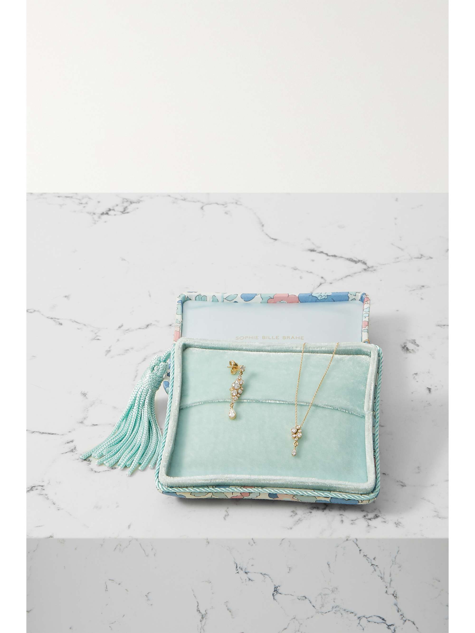 SOPHIE BILLE BRAHE Boîte à bijoux en voile à imprimé fleuri et en velours Sonya