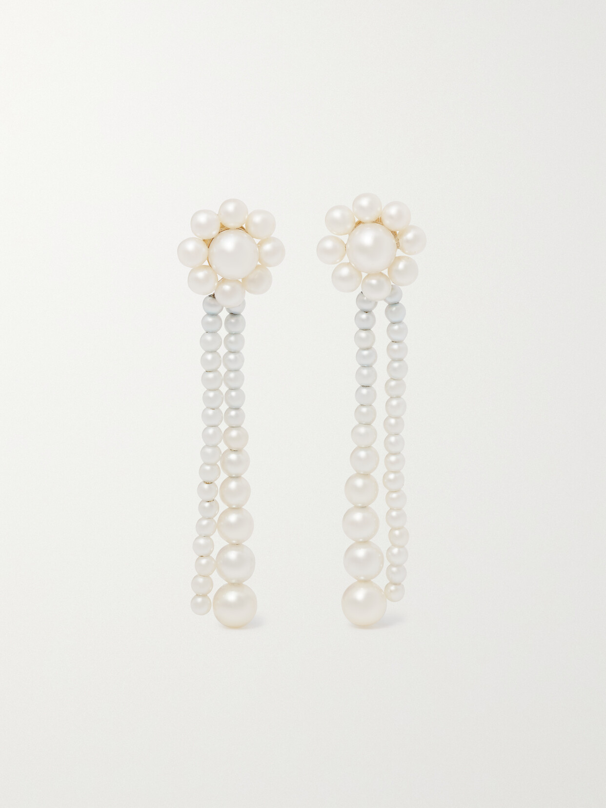 Sophie Bille Brahe - Grande Promenade De Fleur 14-karat Gold Pearl Earrings - White