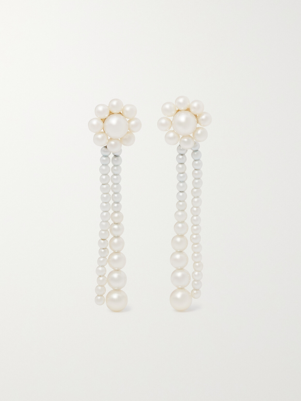 Shop Sophie Bille Brahe Grande Promenade De Fleur 14-karat Gold Pearl Earrings