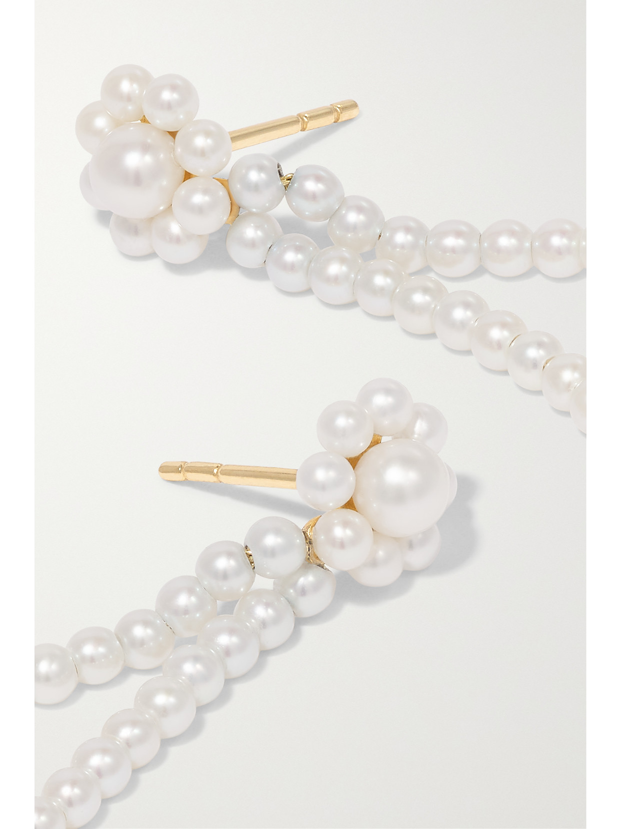 Shop Sophie Bille Brahe Promenade De Fleur 14-karat Gold Pearl Earrings In White