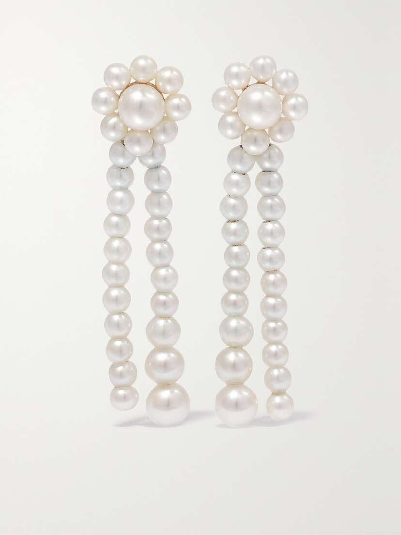 Sophie Bille Brahe Promenade De Fleur 14-karat Gold Pearl Earrings
