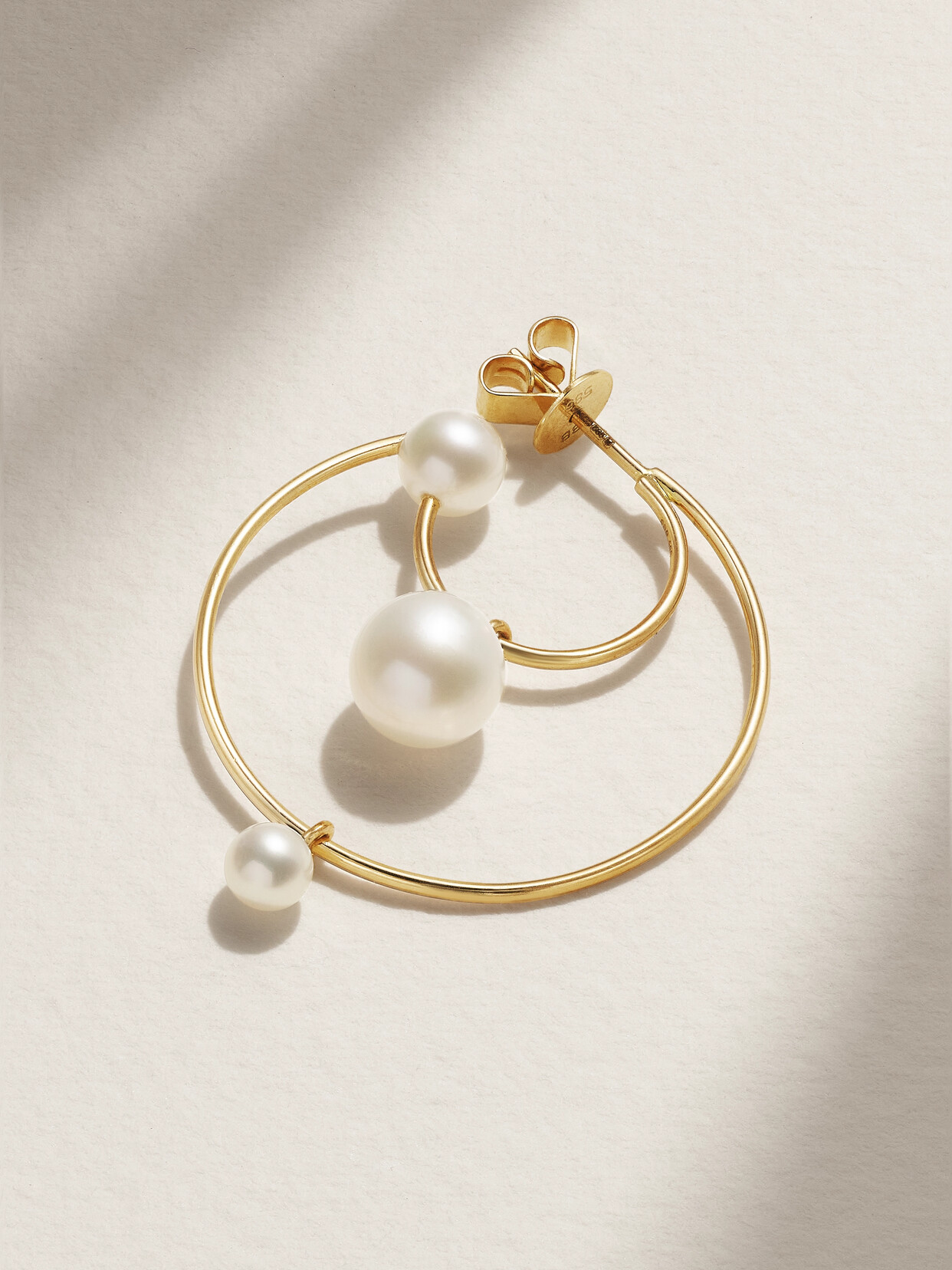 Sophie Bille Brahe - Bain Perle 14-karat Gold Pearl Single Hoop Earring - White