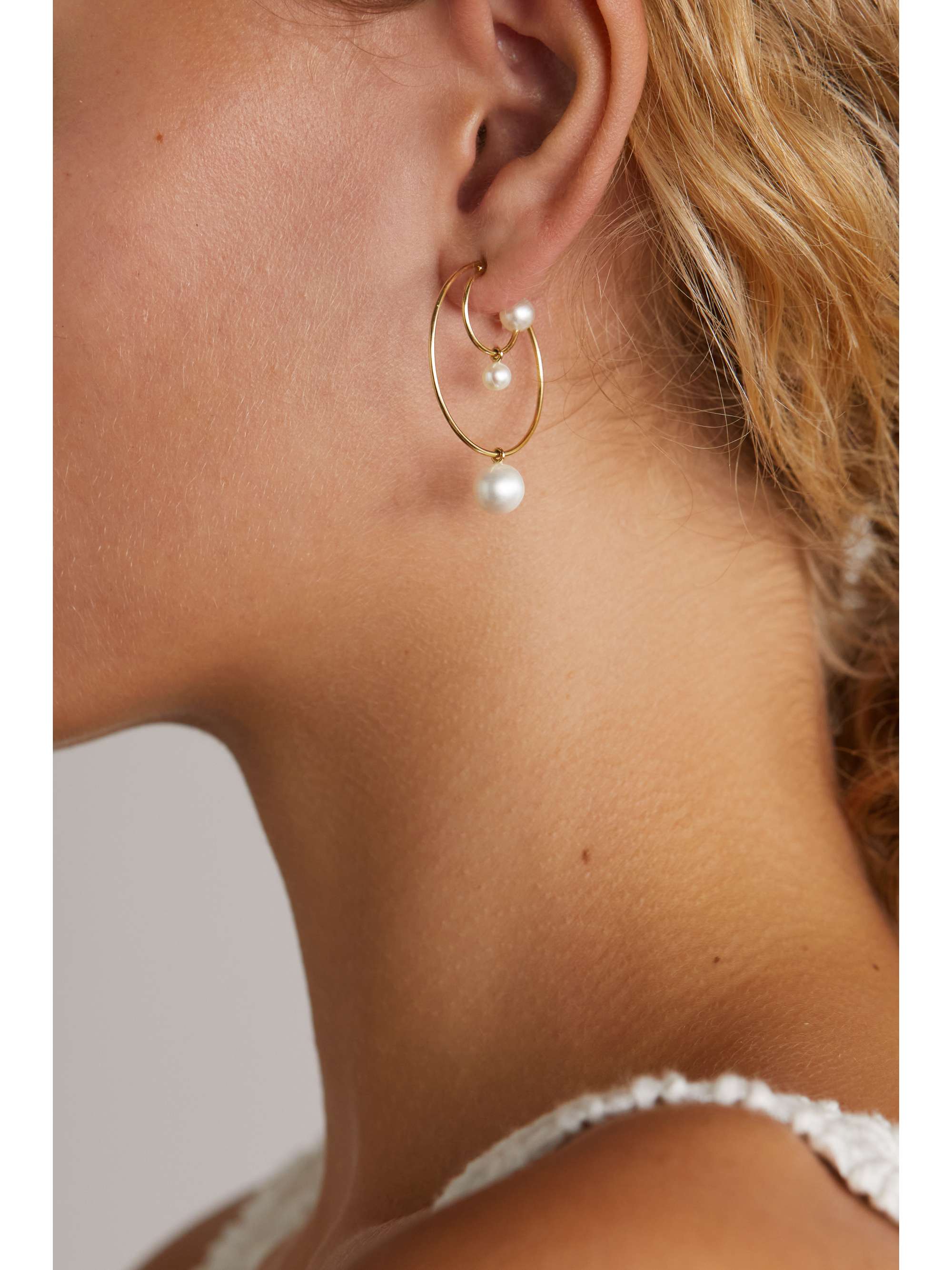 SOPHIE BILLE BRAHE Bain Perle 14-karat gold pearl single hoop earring
