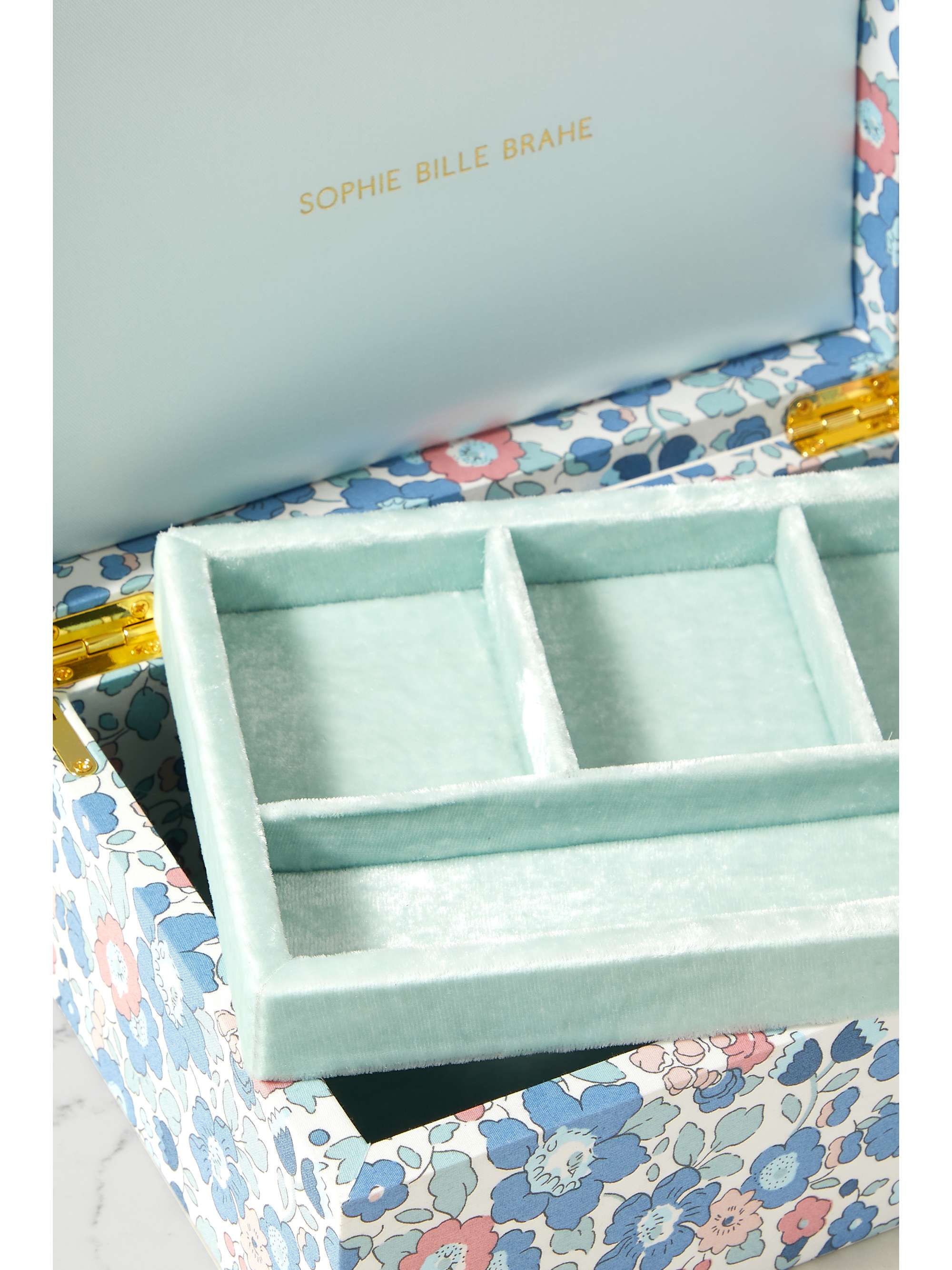 SOPHIE BILLE BRAHE Boîte à bijoux en voile à imprimé fleuri et en velours Trésor Grande