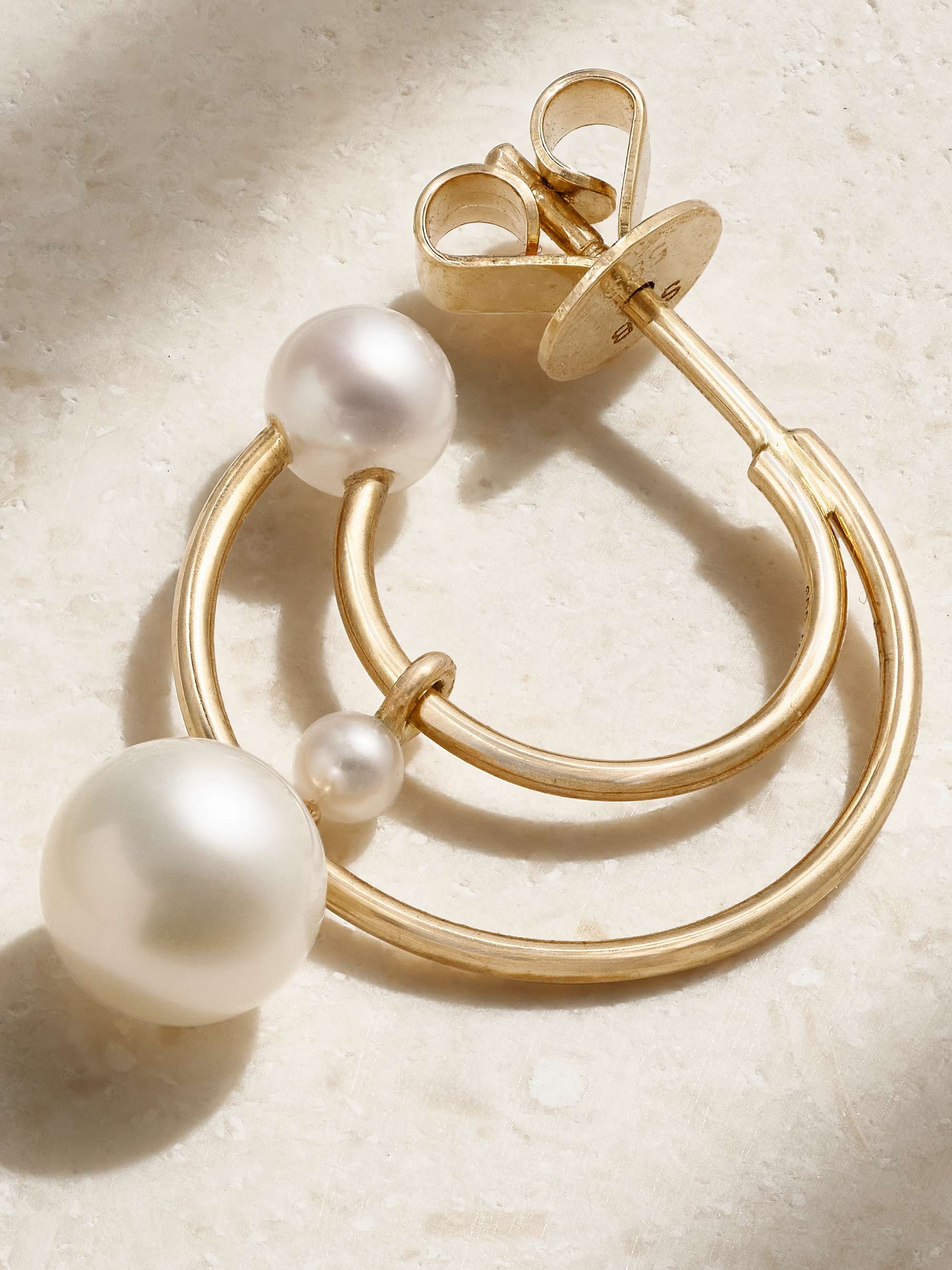 SOPHIE BILLE BRAHE Petit Bain 14-karat gold pearl single hoop earring