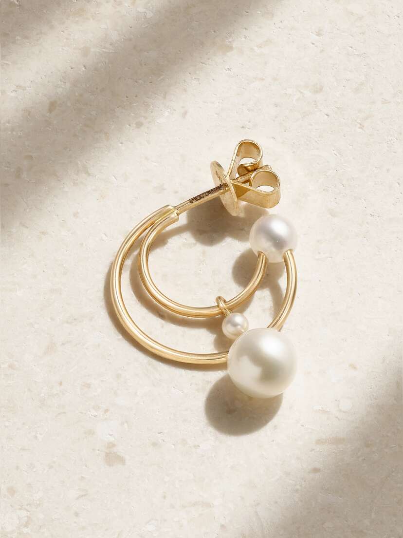 Sophie Bille Brahe Petit Bain 14-karat Gold Pearl Single Hoop Earring