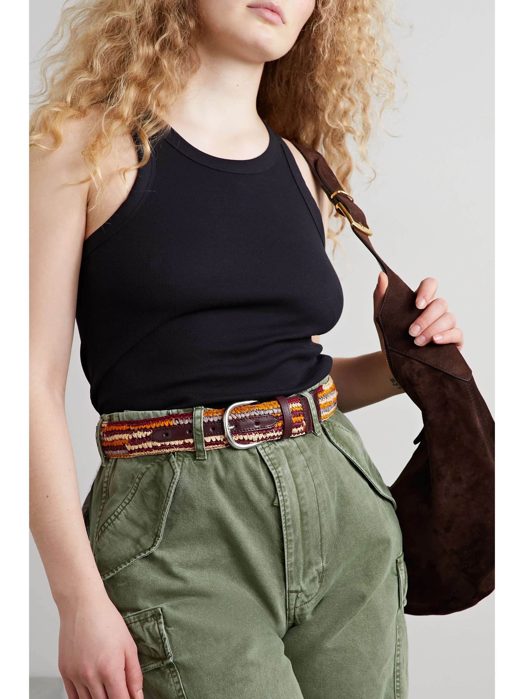ISABEL MARANT Ceinture en raphia à finitions en cuir Zaf