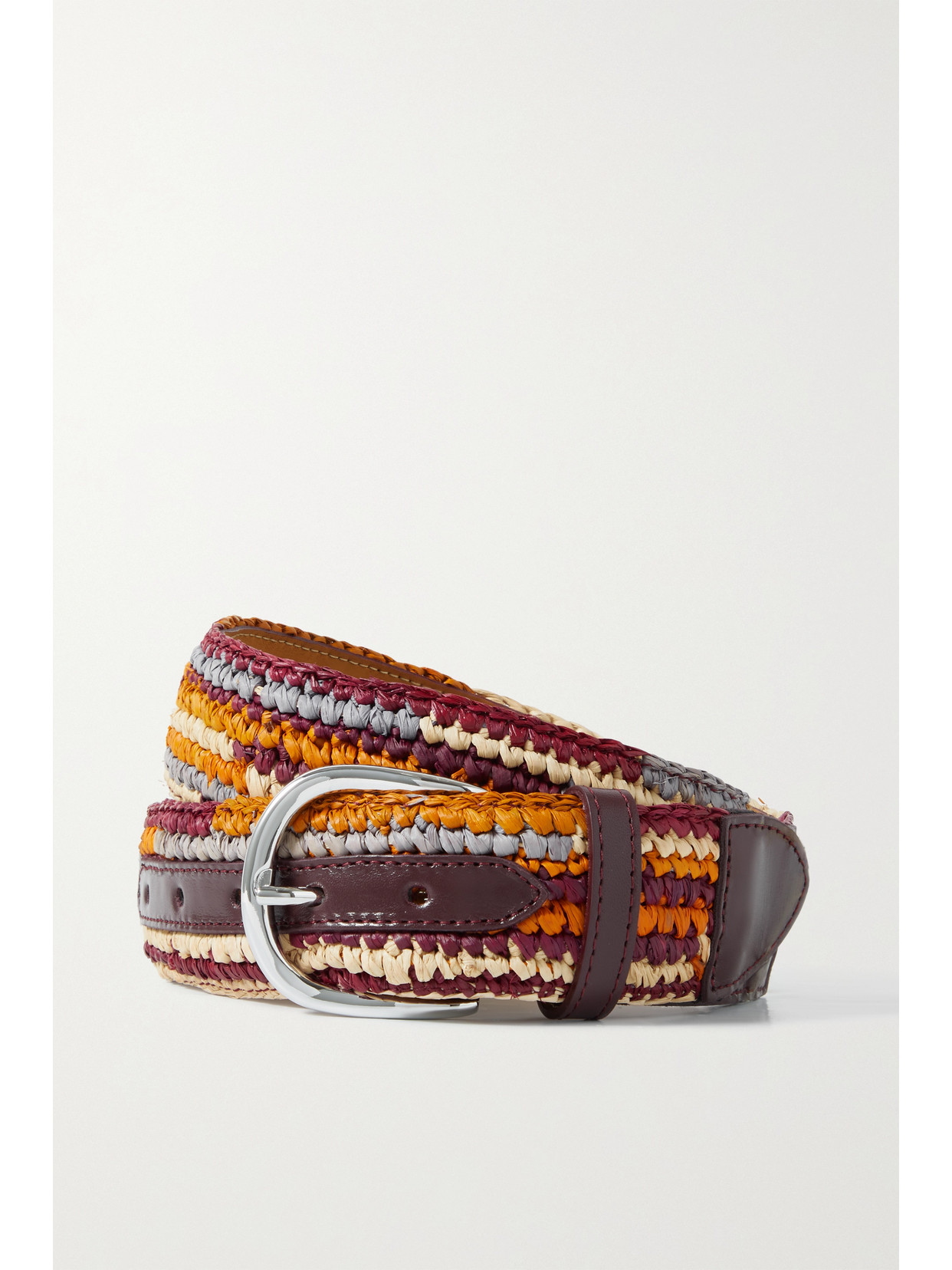 ISABEL MARANT ZAF LEATHER-TRIMMED RAFFIA BELT