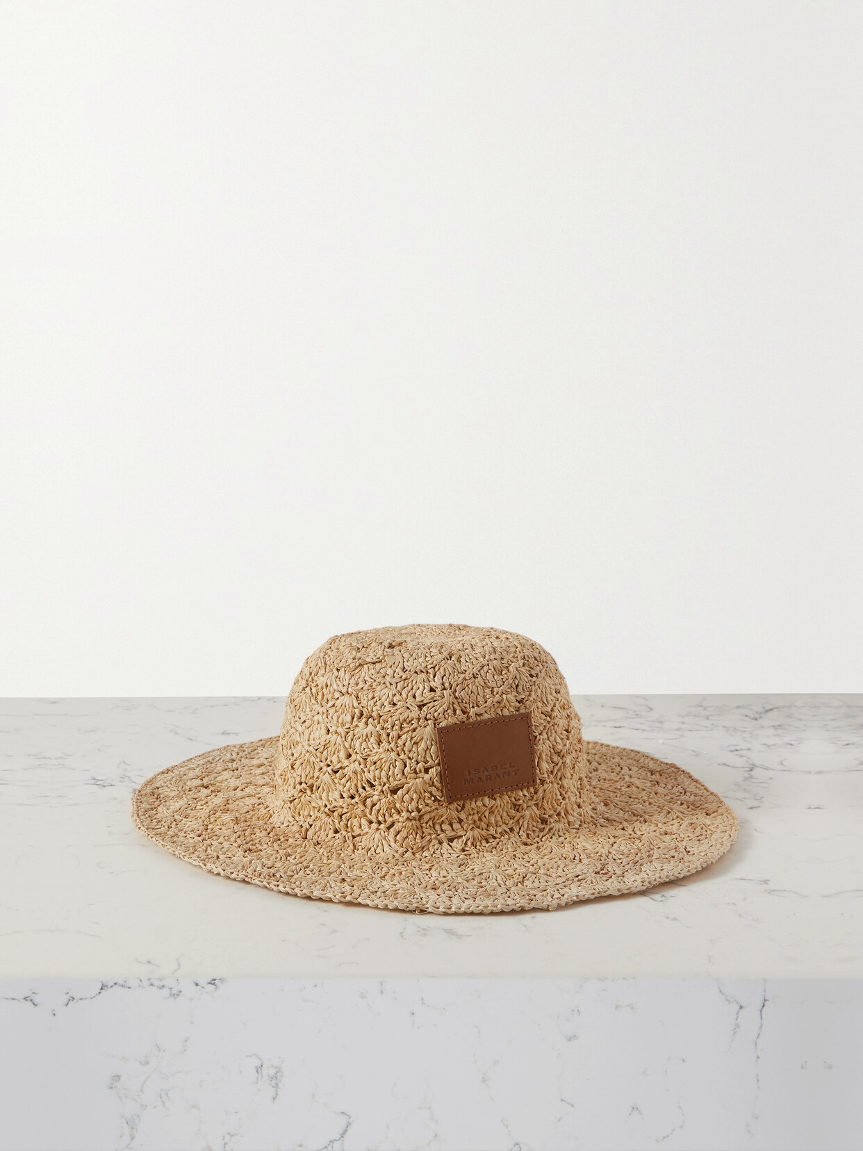 Isabel Marant - Tulum Leather-trimmed Crocheted Raffia Hat - Neutrals