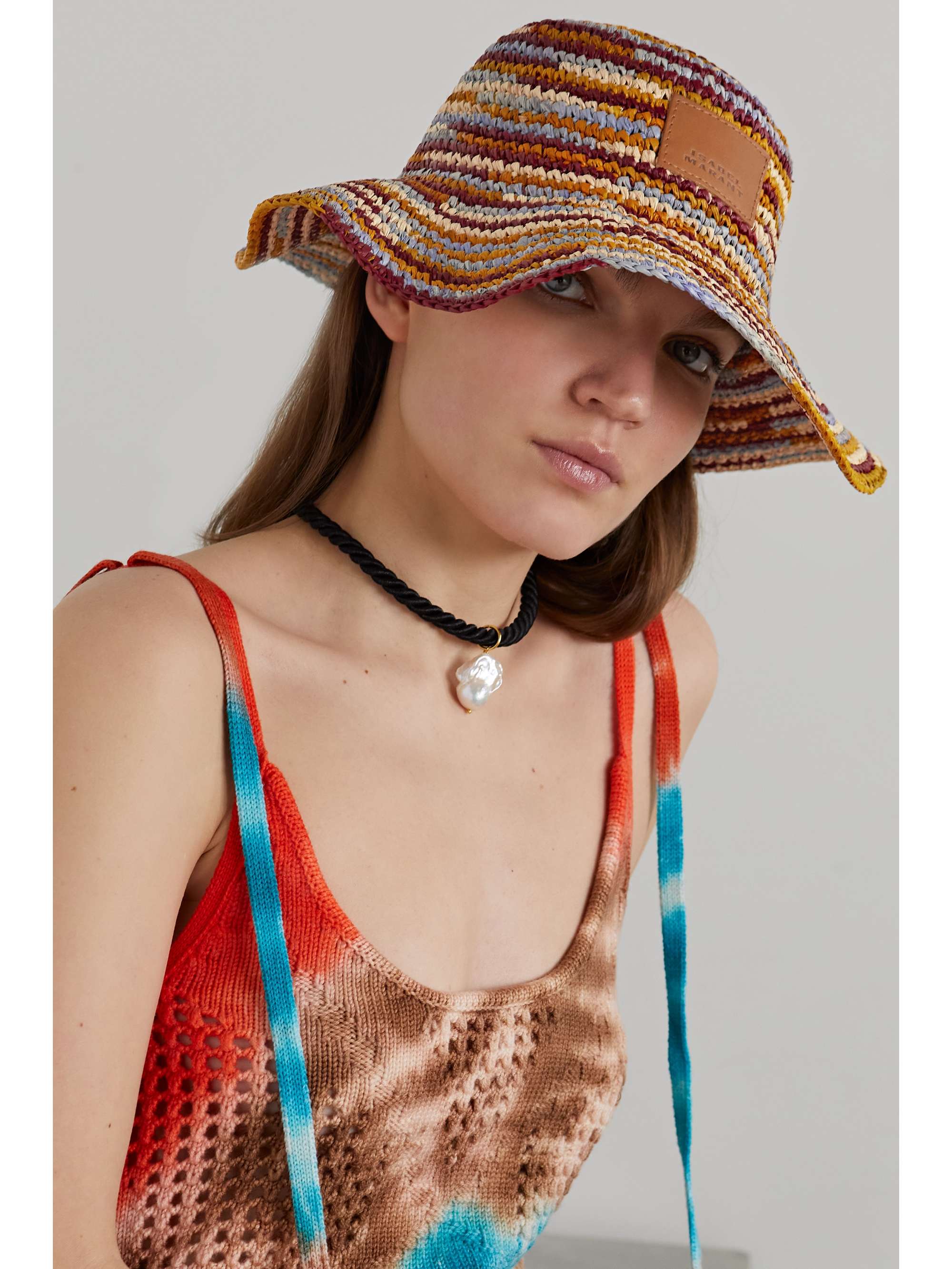 ISABEL MARANT Tulum striped woven raffia hat