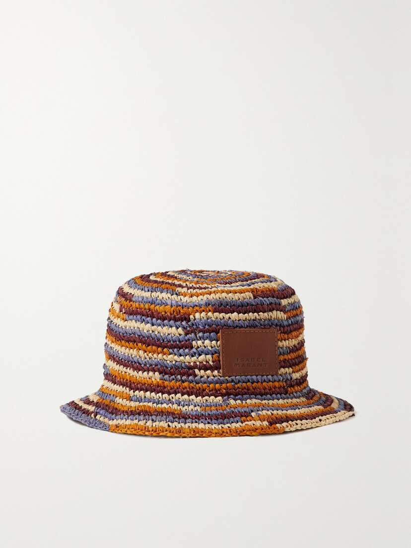 Isabel Marant Yucata Striped Woven Raffia Bucket Hat