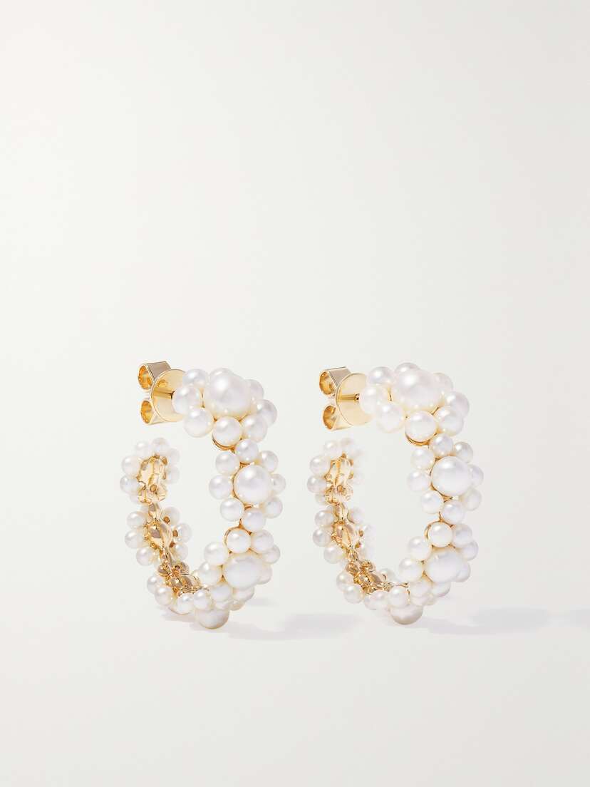 Sophie Bille Brahe Jardin Boucle 14-karat Gold Pearl Earrings