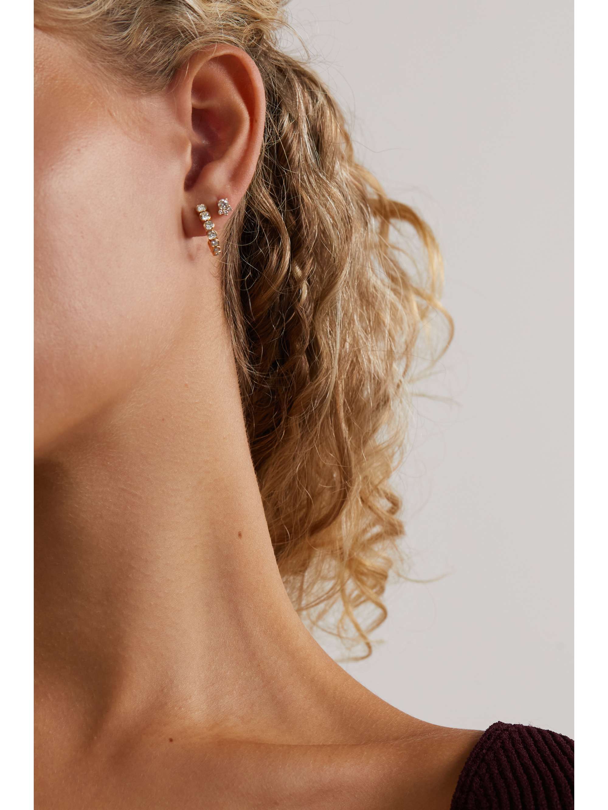 SOPHIE BILLE BRAHE Boucle Ensemble 18-karat gold diamond single hoop earring