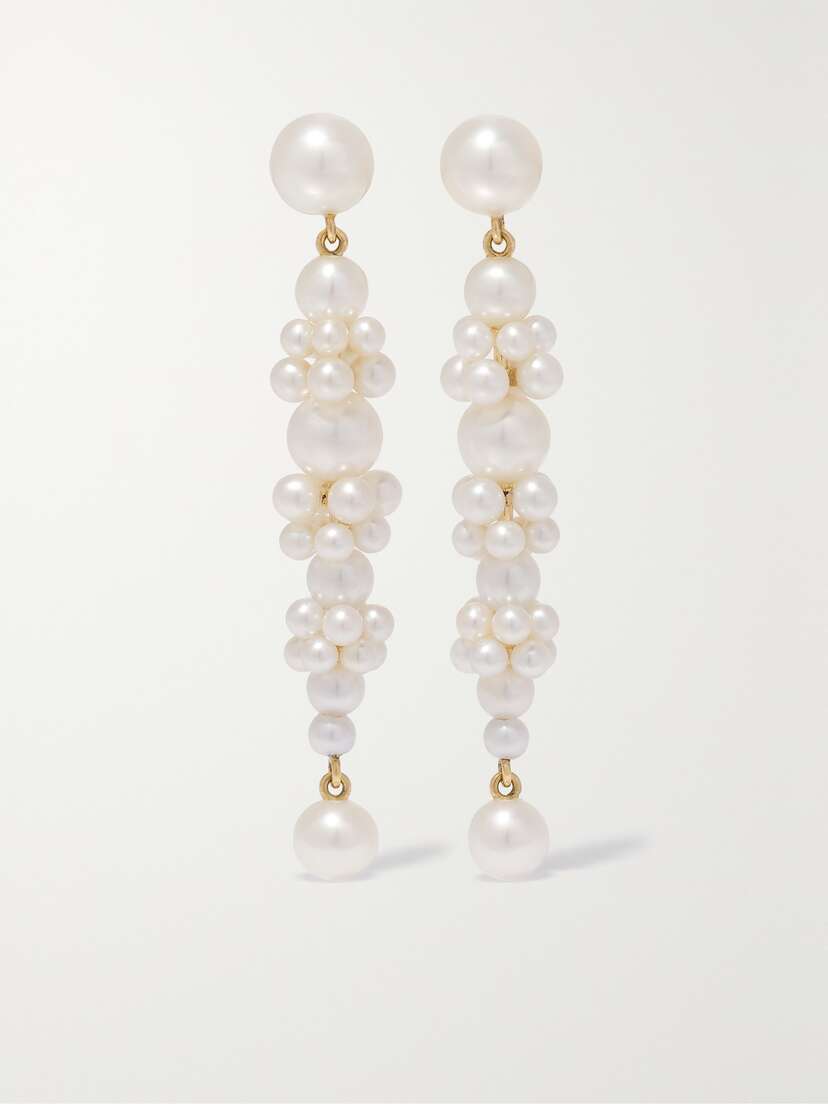 Sophie Bille Brahe Grand Escalier De La Reine 14-karat Gold Pearl Earrings