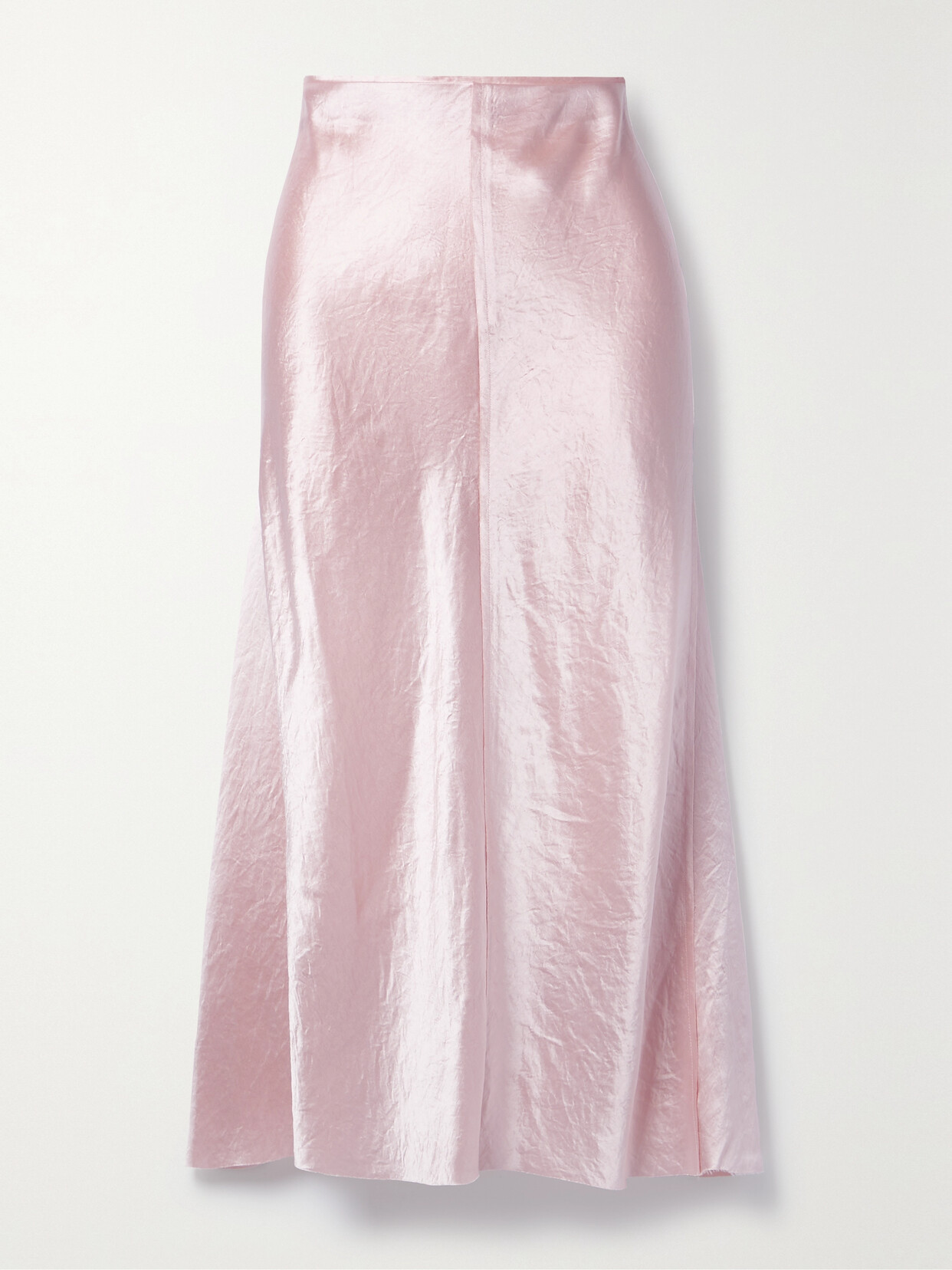 Vince - Crinkled-satin Midi Skirt - Pink