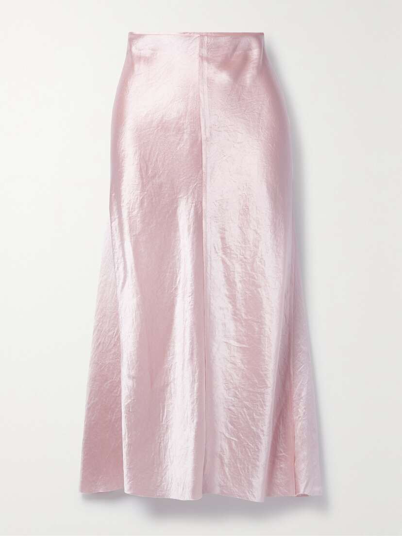 Vince Crinkled-satin Midi Skirt